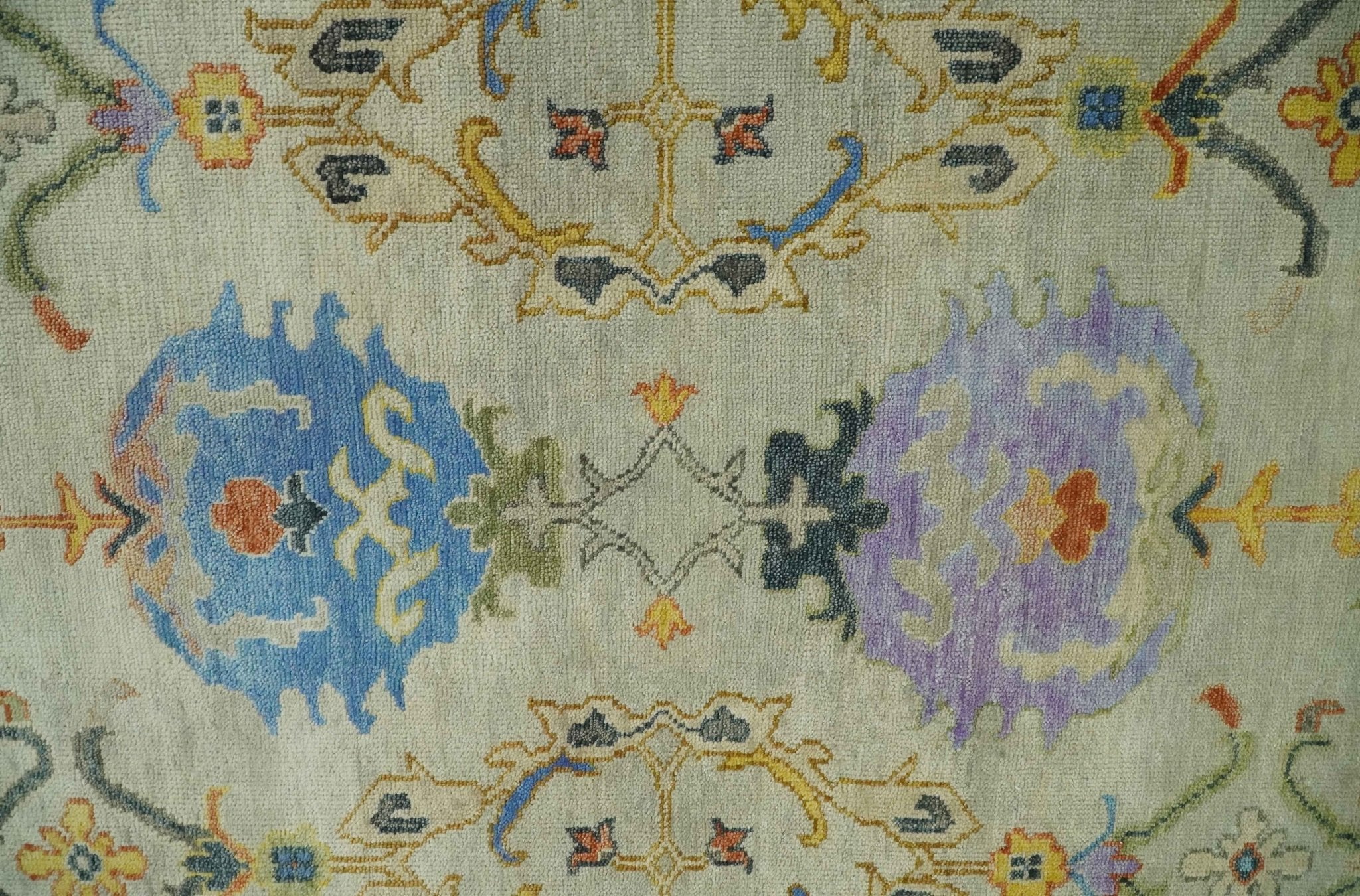 Hand knotted 8x10 All Wool Beige and Gray Traditional Antique Persian Oushak Area Rug | TRDCP837810 - Image 9