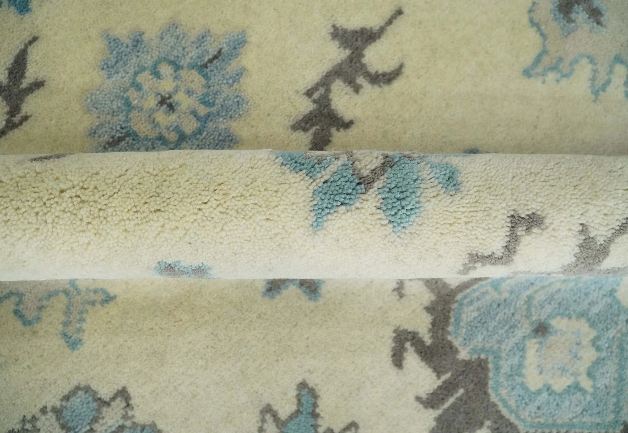 Hand Knotted 8x10 Beige and Blue Antique Oushak Persian Wool Area Rug | TRDCP1147810 - Image 7