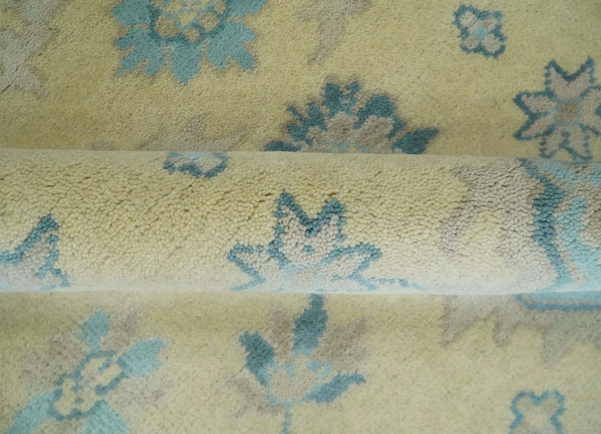 Hand Knotted 8x10 Beige and Teal Antique Oushak Persian Wool Area Rug | TRDCP1183810 - Image 7