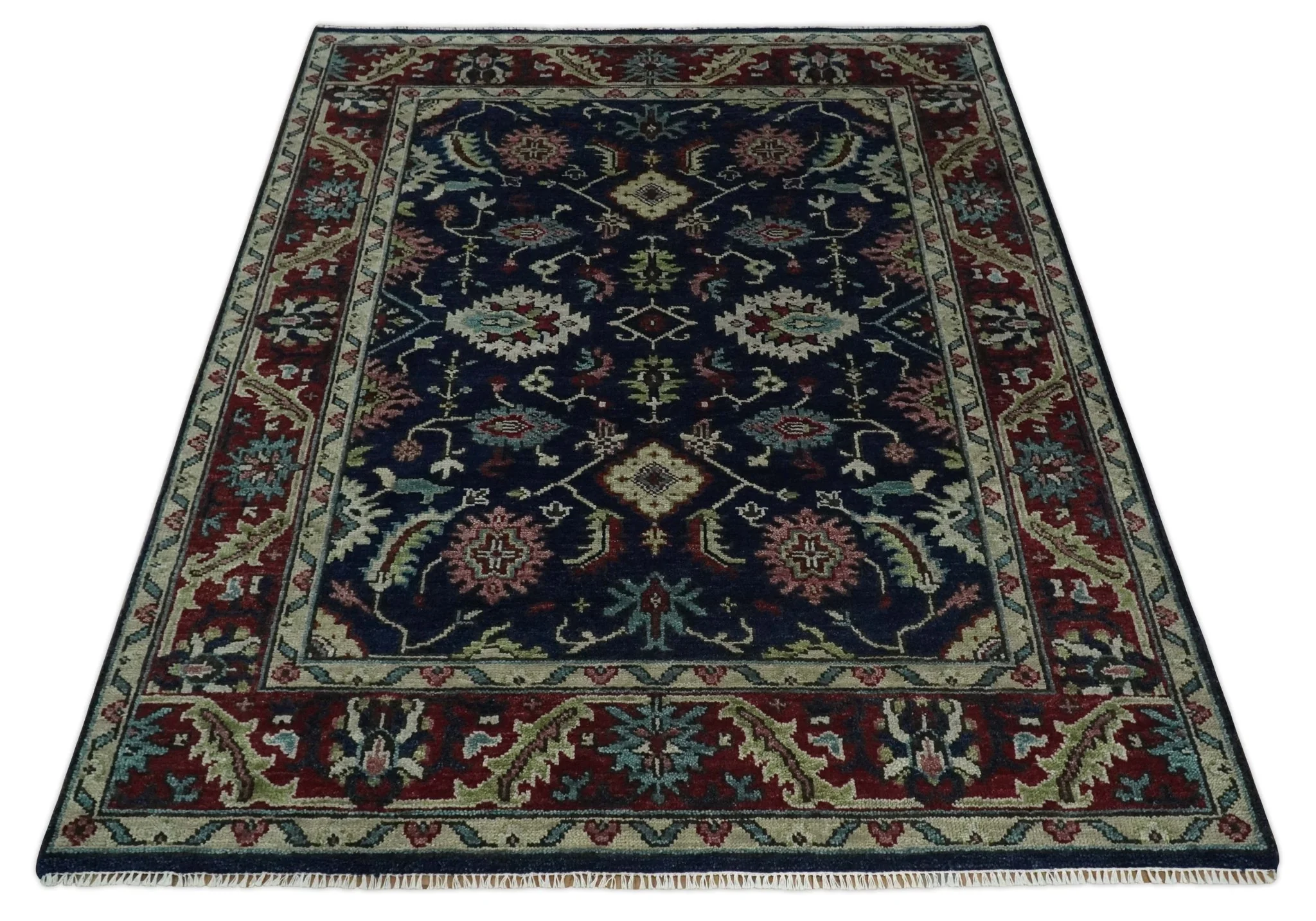 Hand Knotted 8x10 Black, Rust and Beige Antique Oushak Wool Area Rug - Image 10