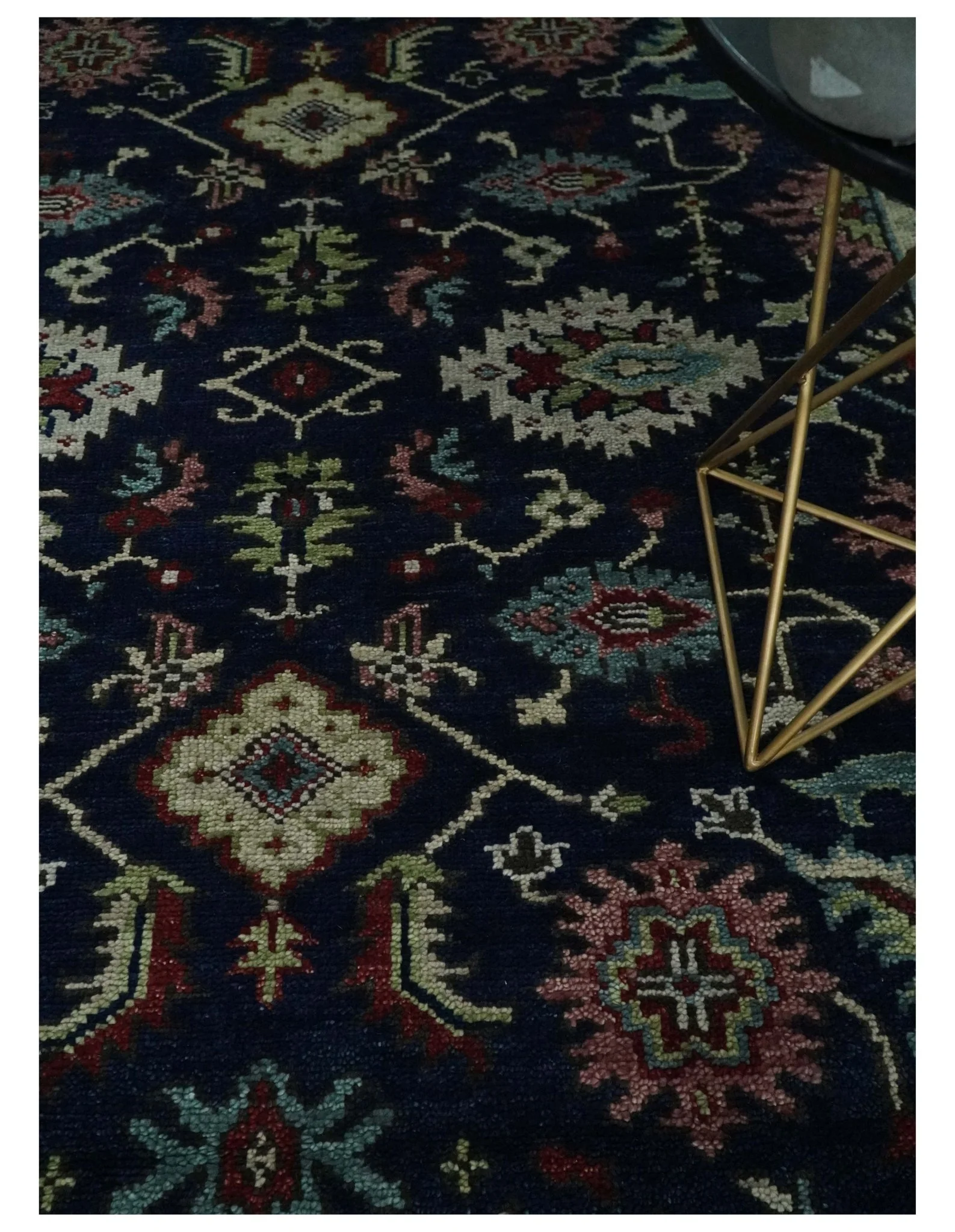 Hand Knotted 8x10 Black, Rust and Beige Antique Oushak Wool Area Rug - Image 2