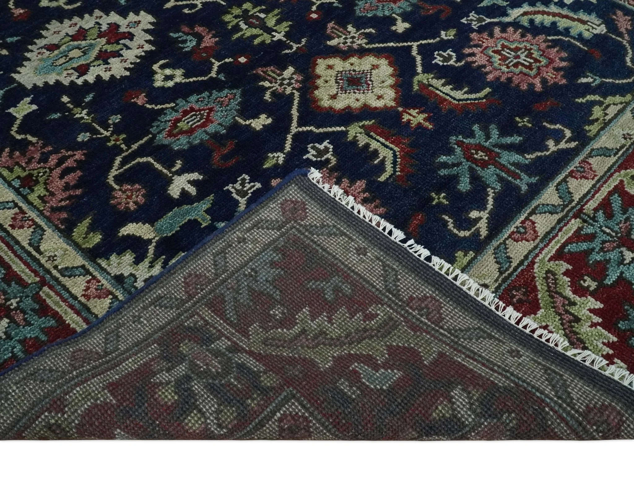 Hand Knotted 8x10 Black, Rust and Beige Antique Oushak Wool Area Rug - Image 7