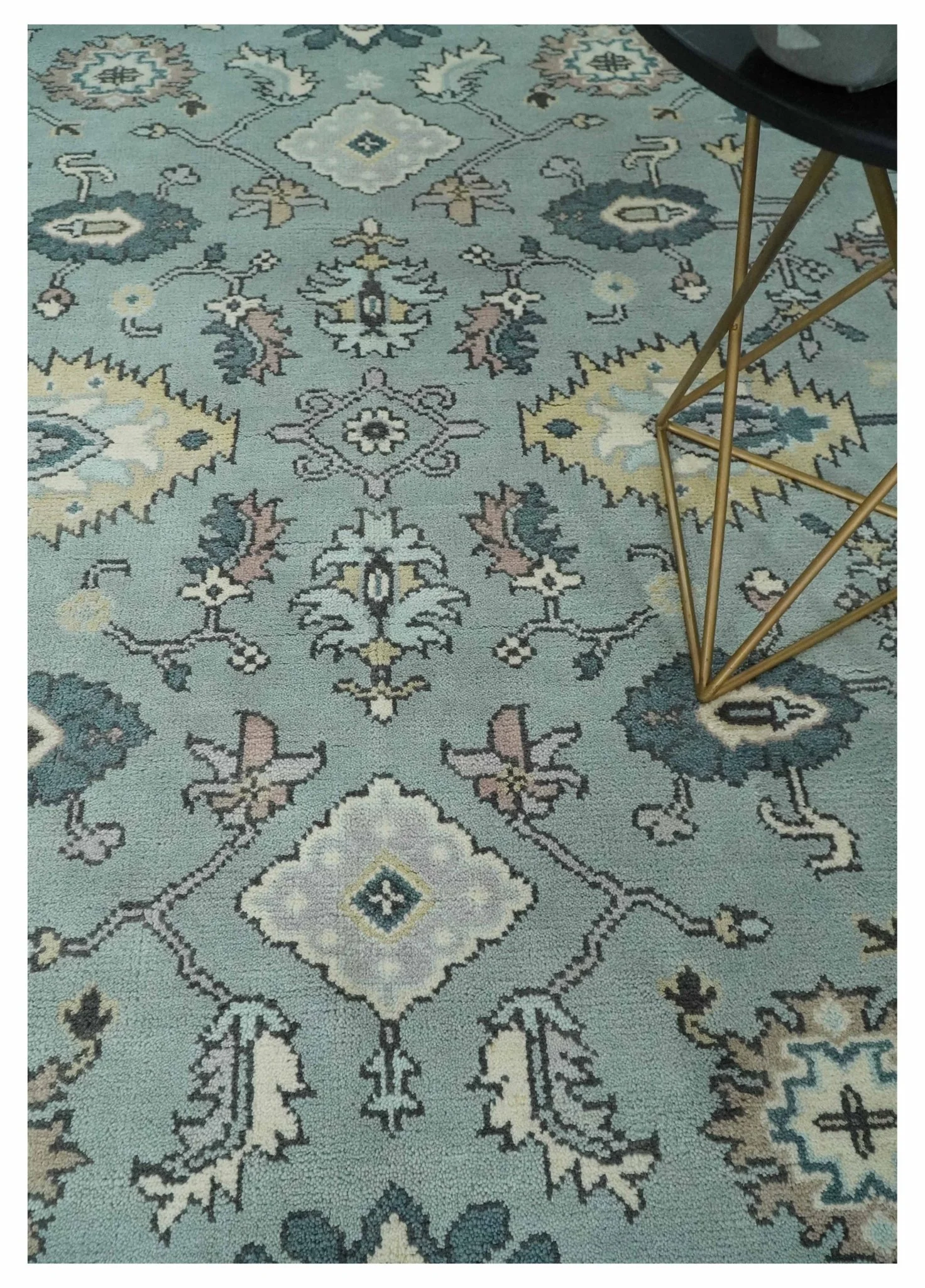 Hand Knotted 8x10 Blue and Ivory Traditional Oushak Persian Wool Area Rug | TRDCP1151810 - Image 2