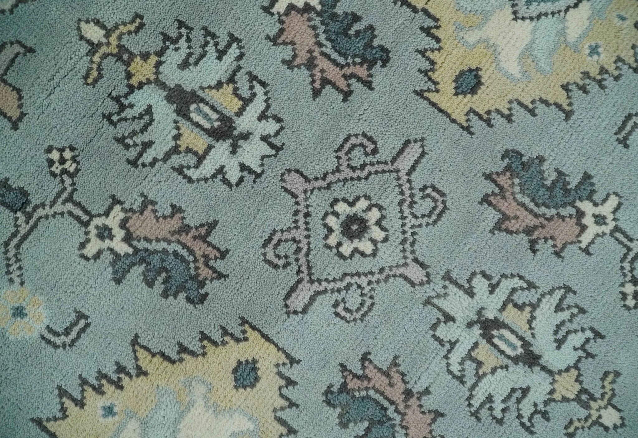 Hand Knotted 8x10 Blue and Ivory Traditional Oushak Persian Wool Area Rug | TRDCP1151810 - Image 4