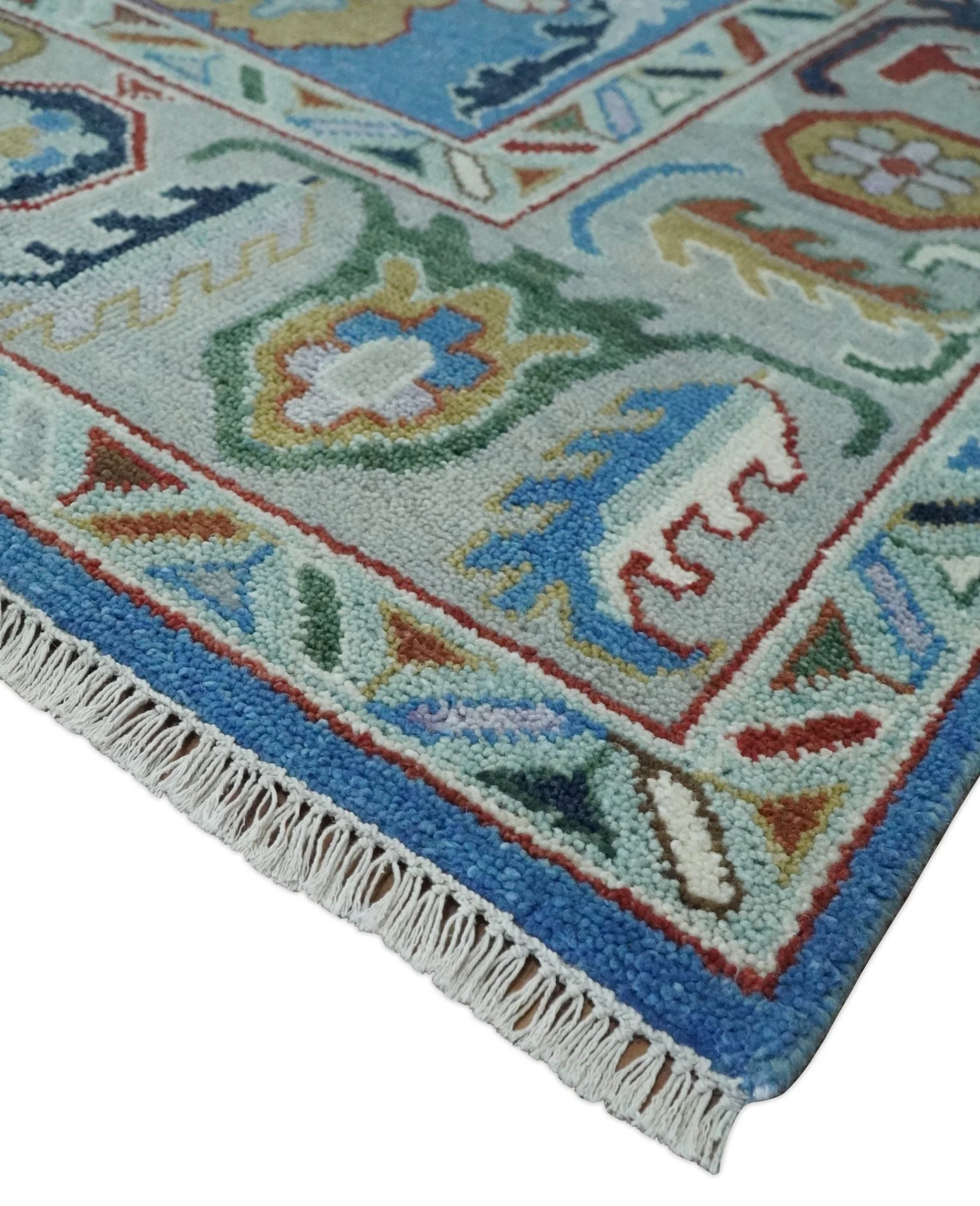 8x10 Hand Knotted Blue and Silver Traditional Persian Oushak Wool Rug | TRDCP980810 - Image 10