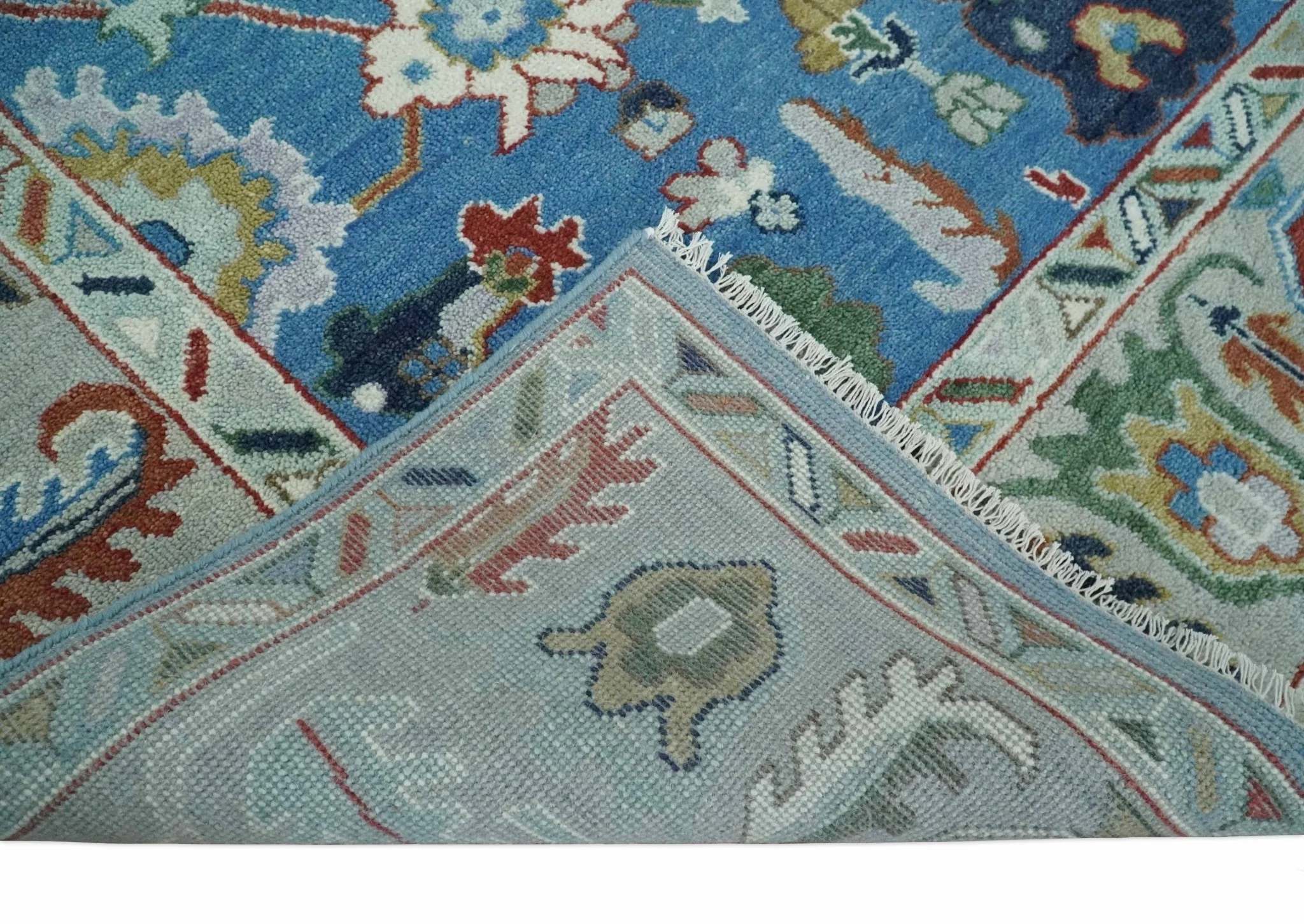 8x10 Hand Knotted Blue and Silver Traditional Persian Oushak Wool Rug | TRDCP980810 - Image 6