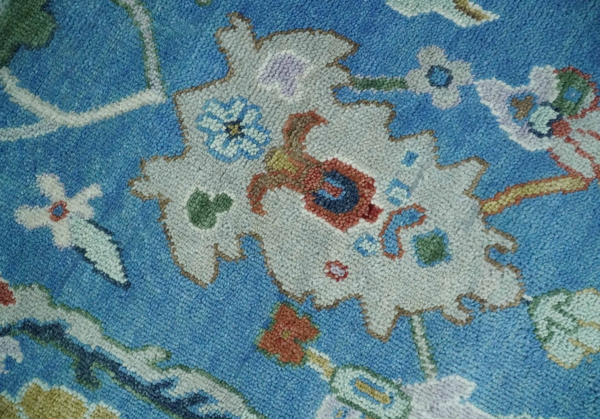 8x10 Hand Knotted Blue and Silver Traditional Persian Oushak Wool Rug | TRDCP980810 - Image 8
