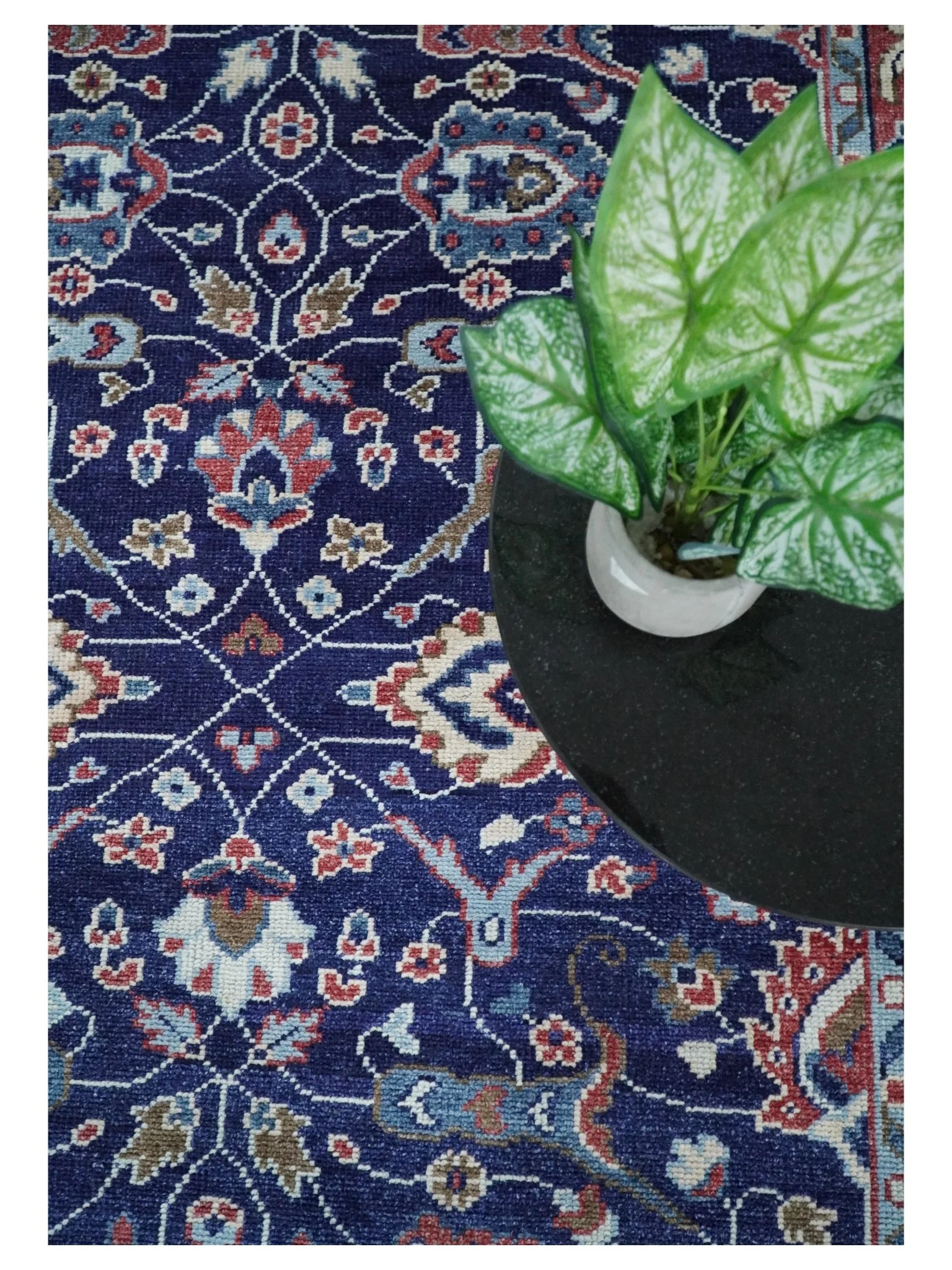 Hand Knotted 8x10 Blue and Rust Traditional Persian Oushak Area Rug | TRD2643 - Image 10