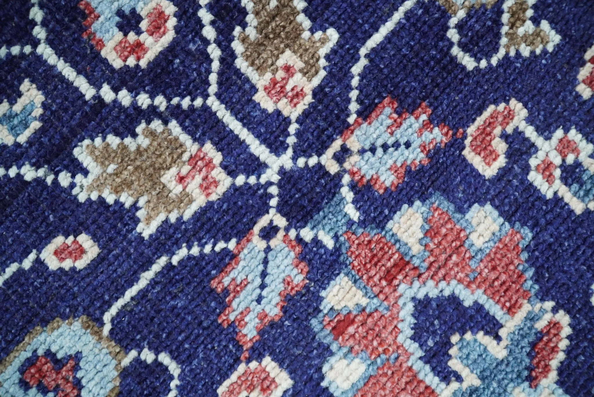 Hand Knotted 8x10 Blue and Rust Traditional Persian Oushak Area Rug | TRD2643 - Image 4