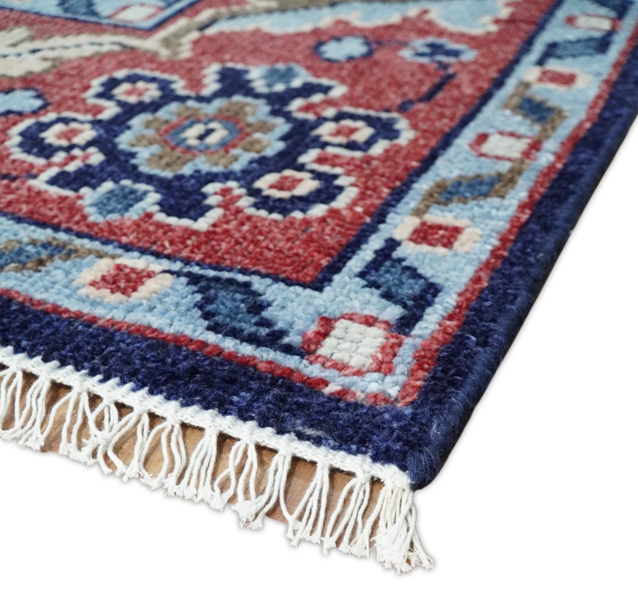 Hand Knotted 8x10 Blue and Rust Traditional Persian Oushak Area Rug | TRD2643 - Image 5
