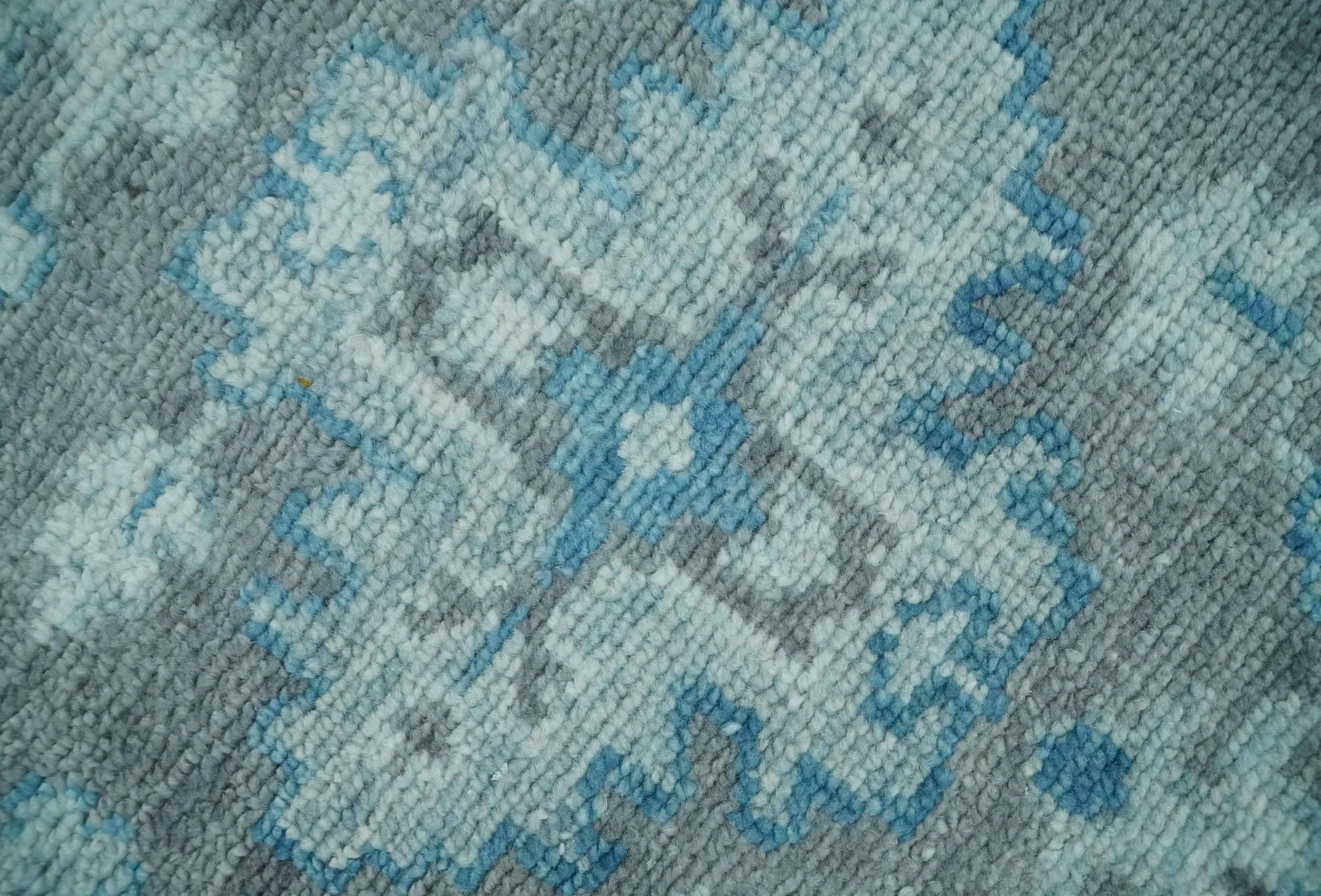 Antique Gray and Blue Hand Knotted 8x10 Oushak Turkish Wool Area Rug - Image 4