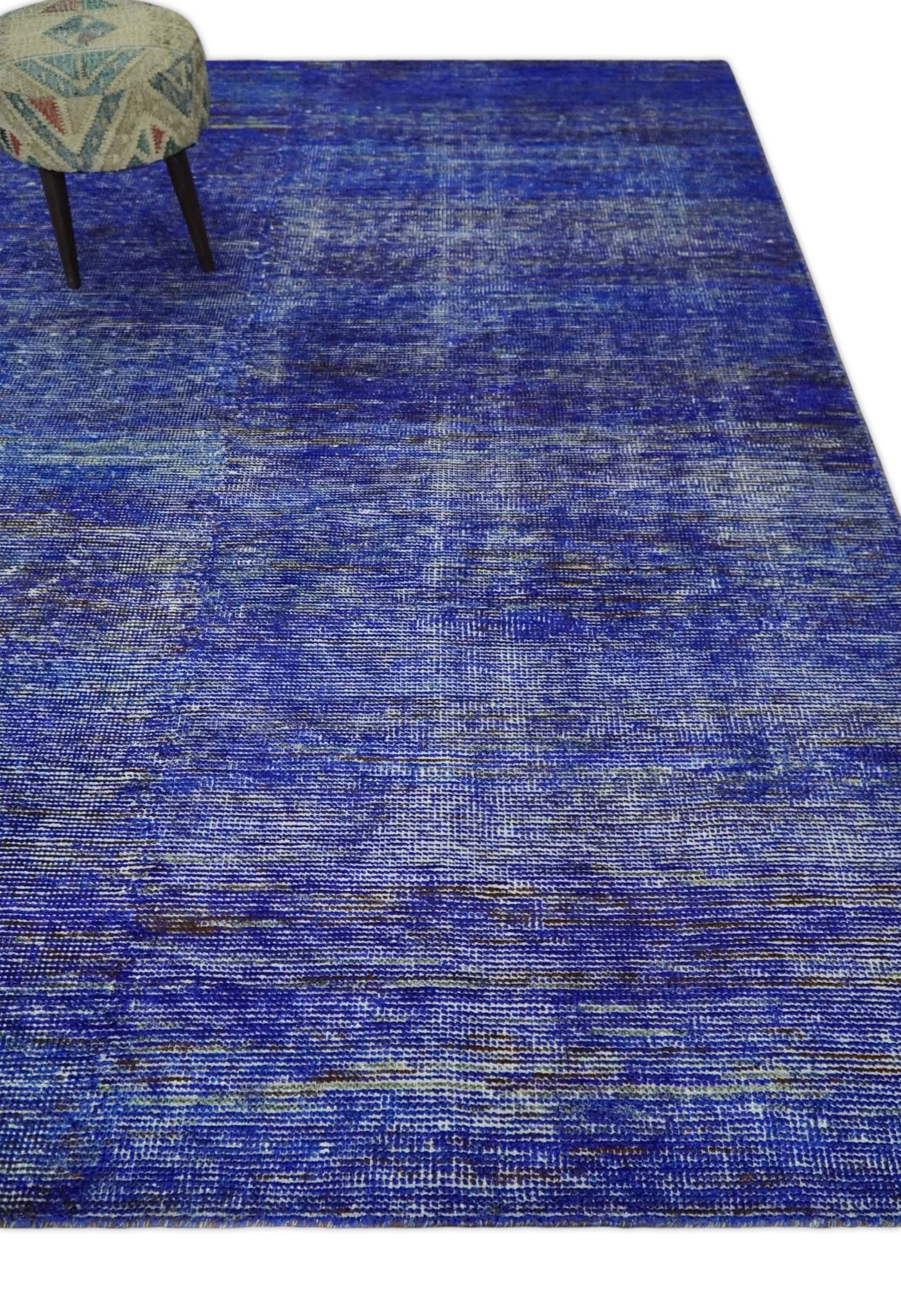 Hand Knotted 8x10 Denim Blue Modern Abstract Silk Bohemian Area Rug | TRDSS4 - Image 2