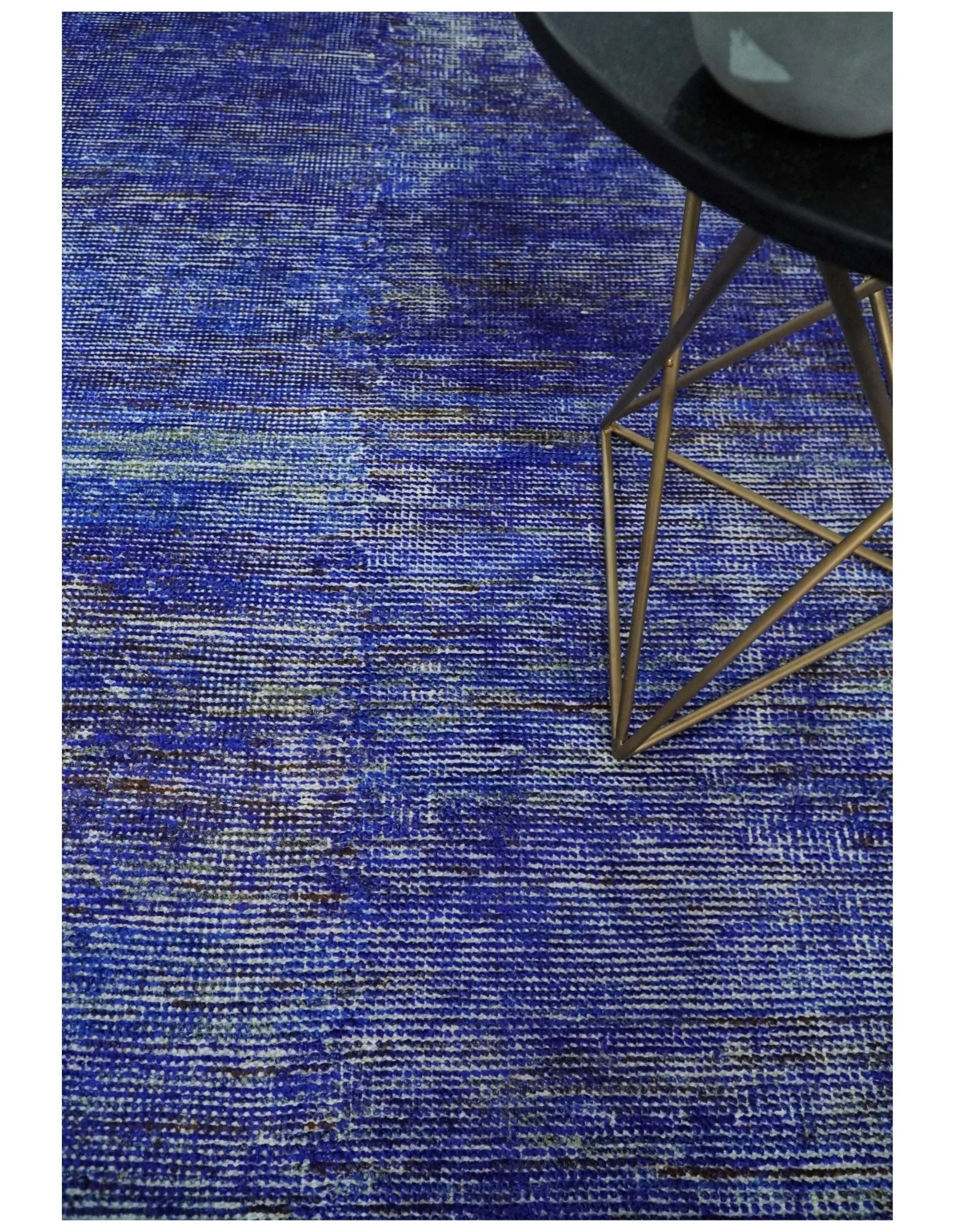 Hand Knotted 8x10 Denim Blue Modern Abstract Silk Bohemian Area Rug | TRDSS4 - Image 3