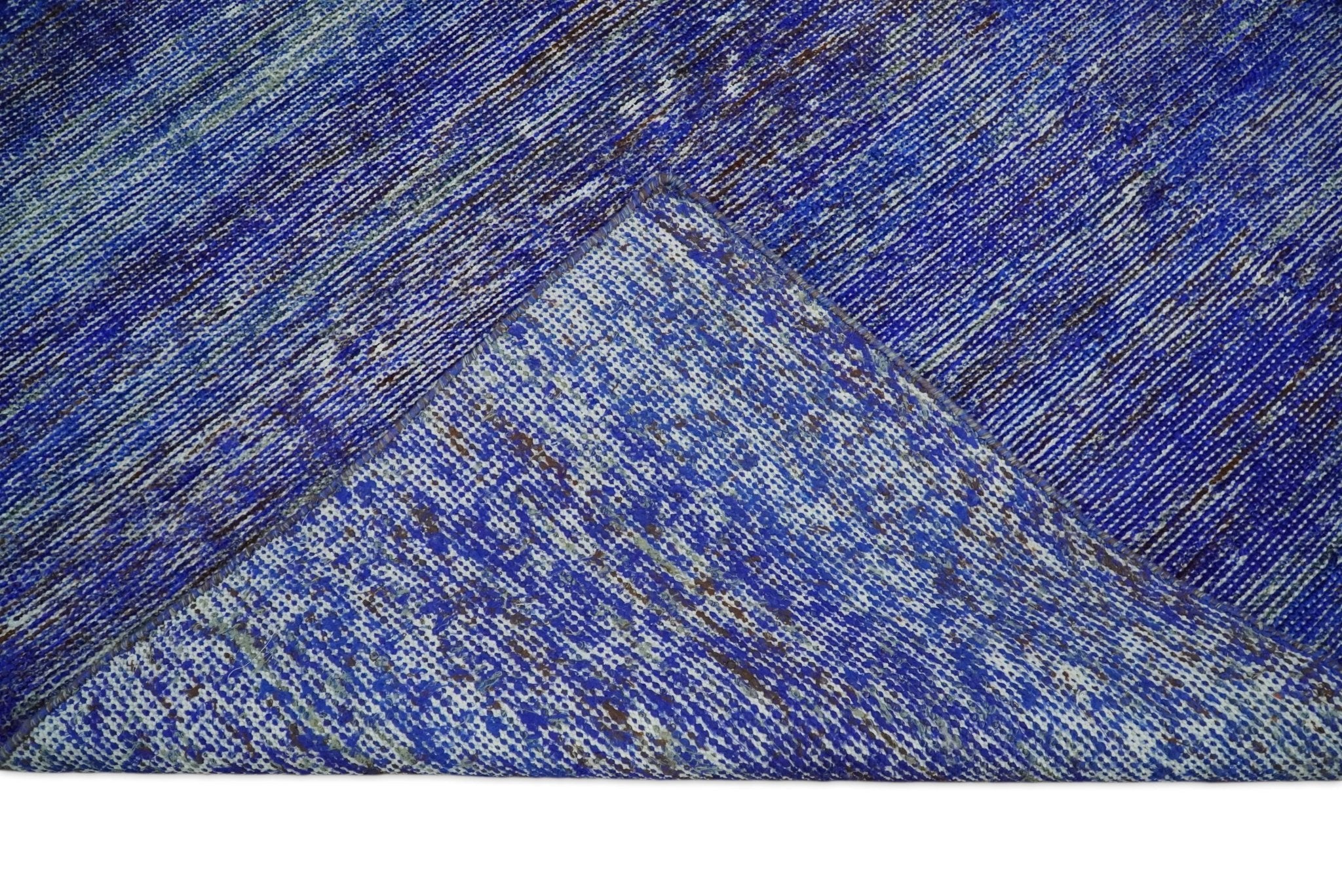 Hand Knotted 8x10 Denim Blue Modern Abstract Silk Bohemian Area Rug | TRDSS4 - Image 5