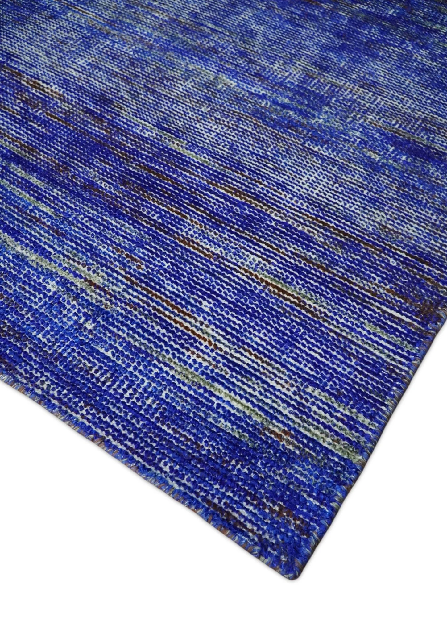 Hand Knotted 8x10 Denim Blue Modern Abstract Silk Bohemian Area Rug | TRDSS4 - Image 8