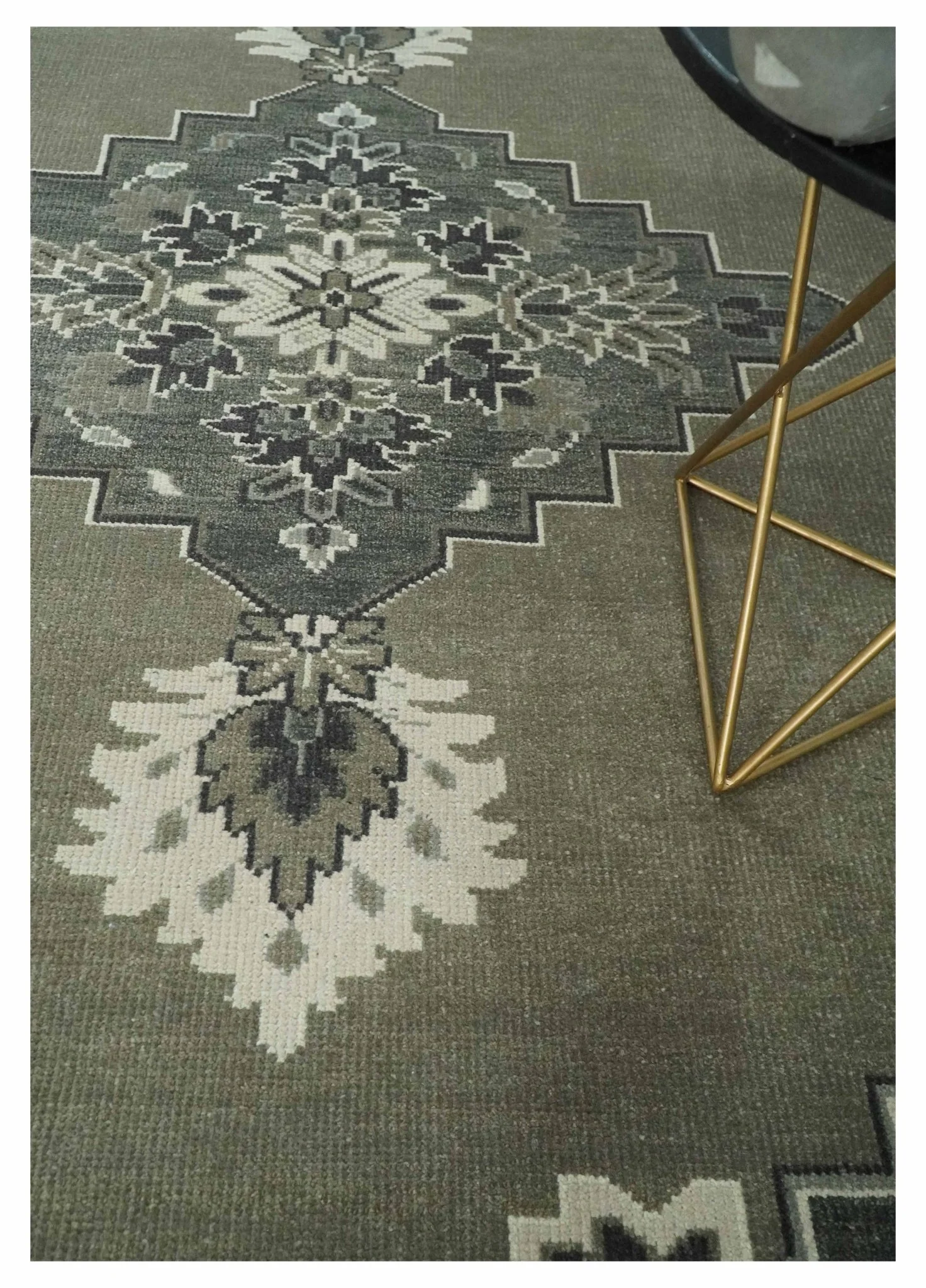 Antique Persian Earthy Sage Hand Knotted 8x10 Gray and Ivory Traditional Vintage Heriz Serapi Wool Rug | AC25810 - Image 2