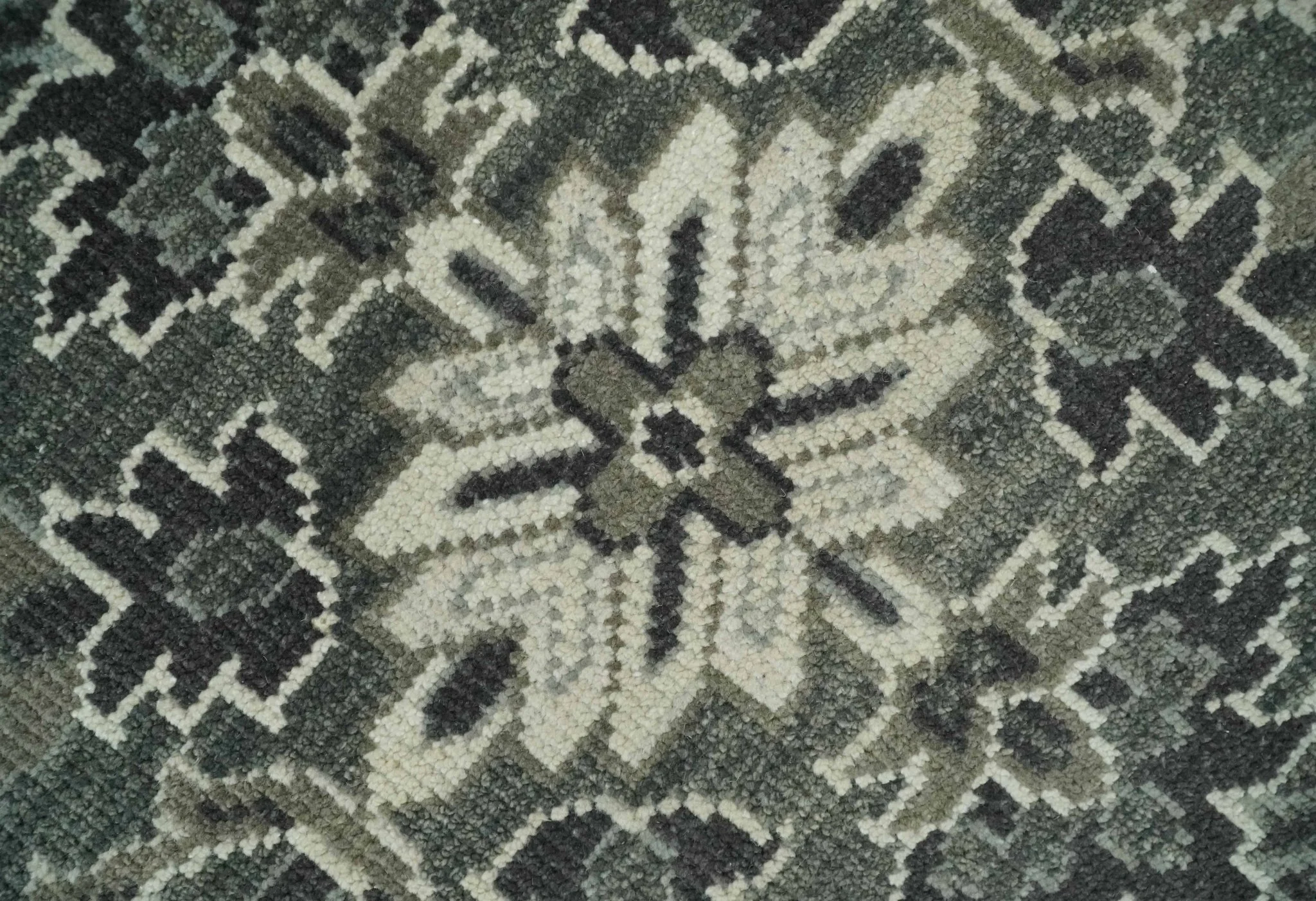 Antique Persian Earthy Sage Hand Knotted 8x10 Gray and Ivory Traditional Vintage Heriz Serapi Wool Rug | AC25810 - Image 4