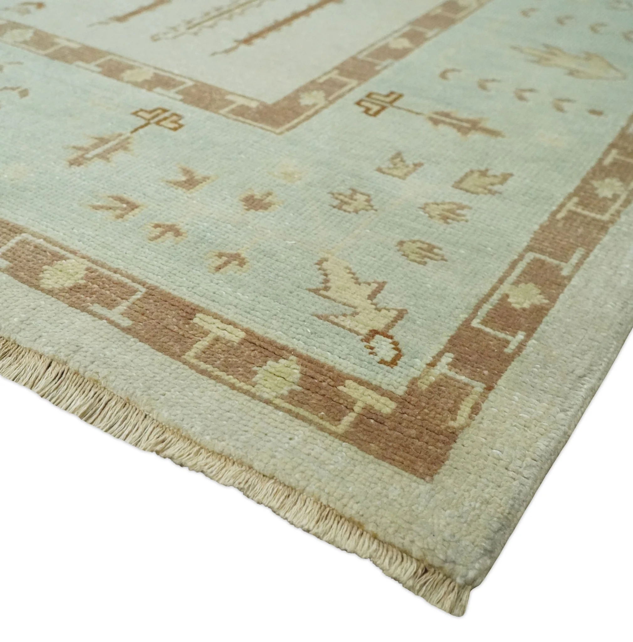 Hand Knotted Oushak 8x10 Beige and Brown Traditional Persian Wool Area Rug | AC32810 - Image 5