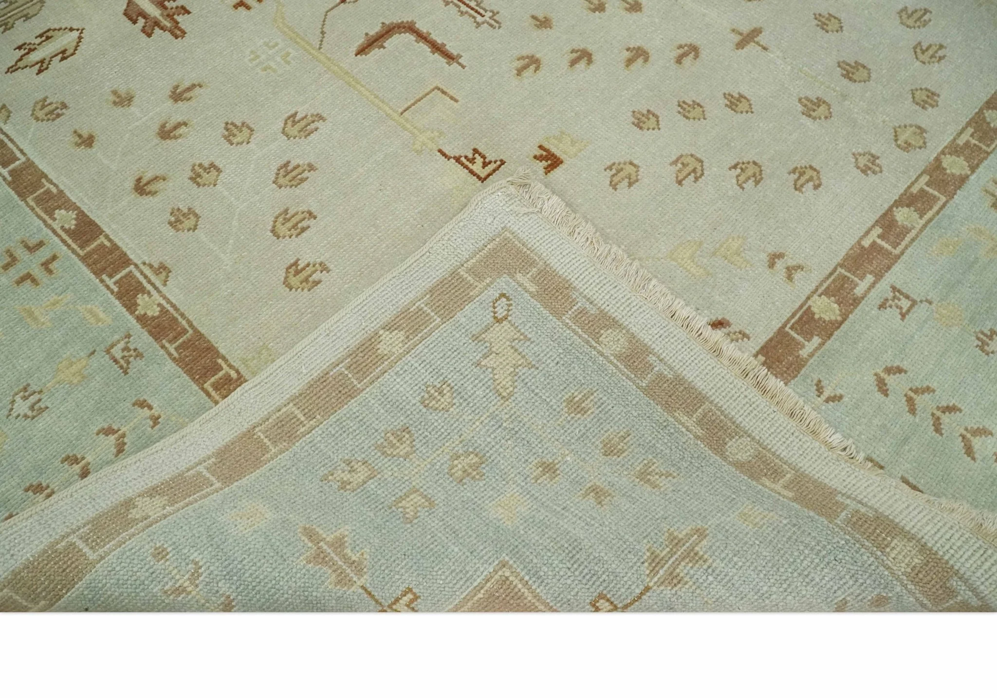 Hand Knotted Oushak 8x10 Beige and Brown Traditional Persian Wool Area Rug | AC32810 - Image 7