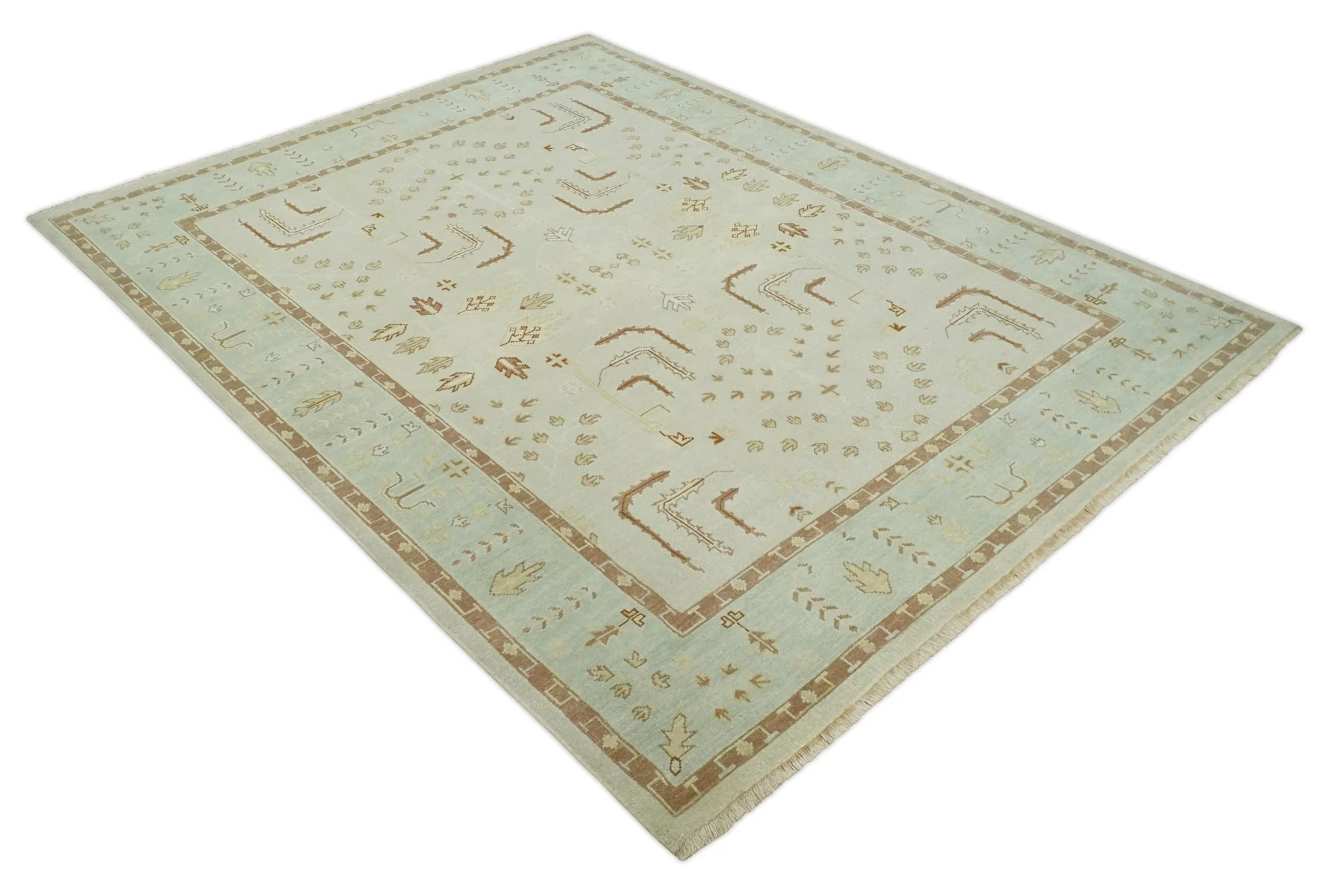Hand Knotted Oushak 8x10 Beige and Brown Traditional Persian Wool Area Rug | AC32810 - Image 8