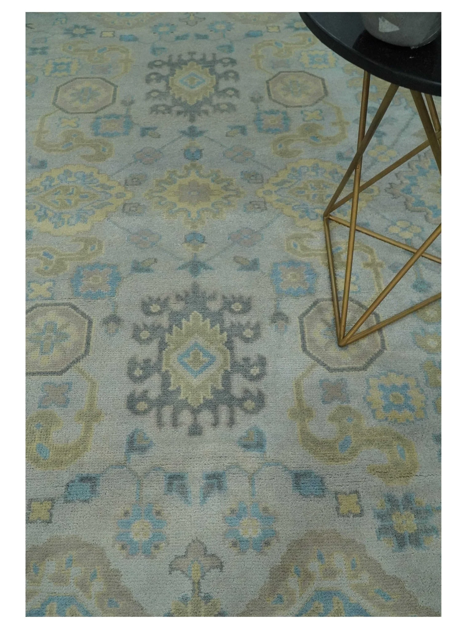 Hand Knotted 8x10 Ivory, Blue and Beige Floral Oushak Persian Wool Area Rug | TRDCP1174810 - Image 2