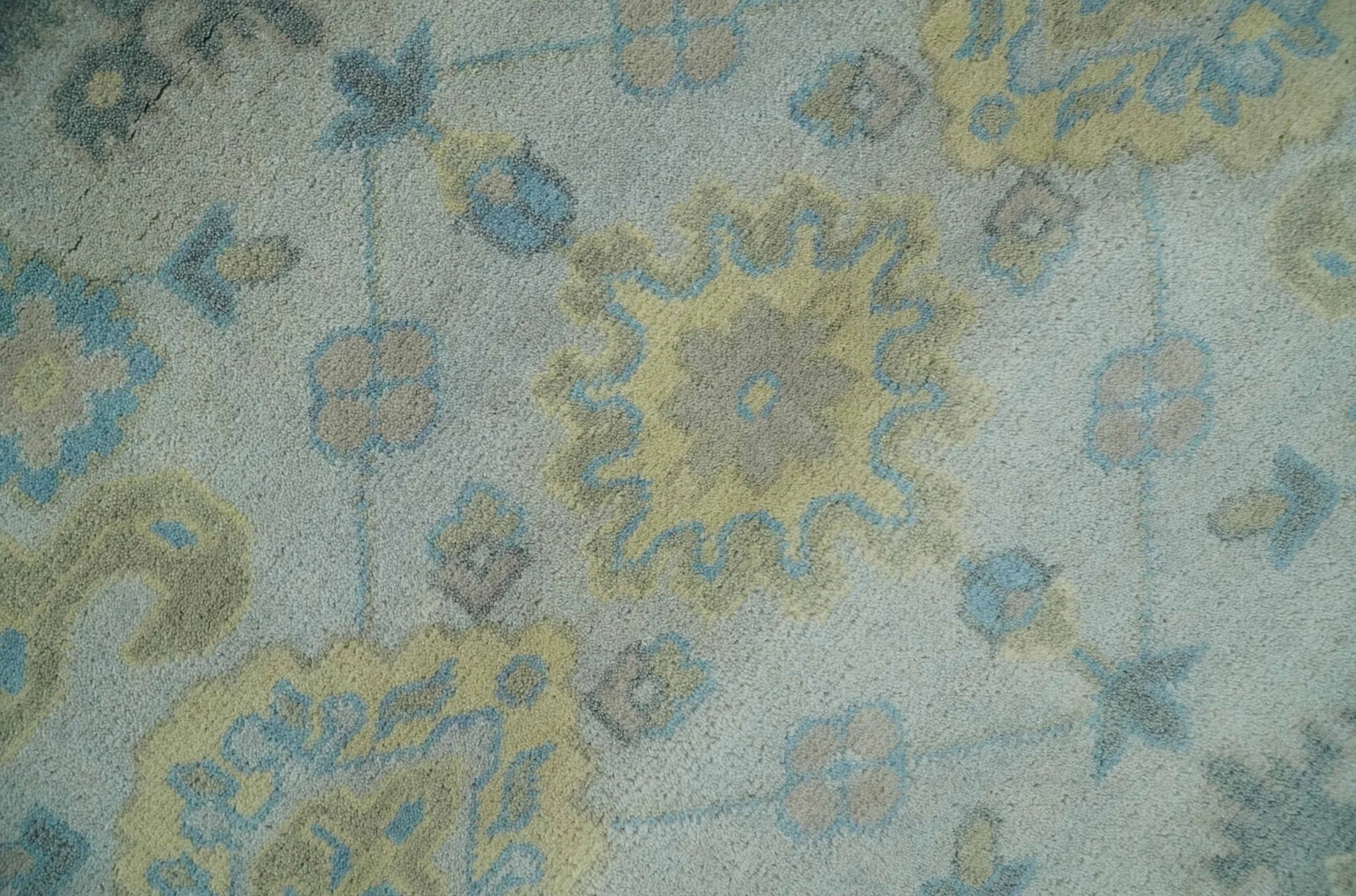 Hand Knotted 8x10 Ivory, Blue and Beige Floral Oushak Persian Wool Area Rug | TRDCP1174810 - Image 4