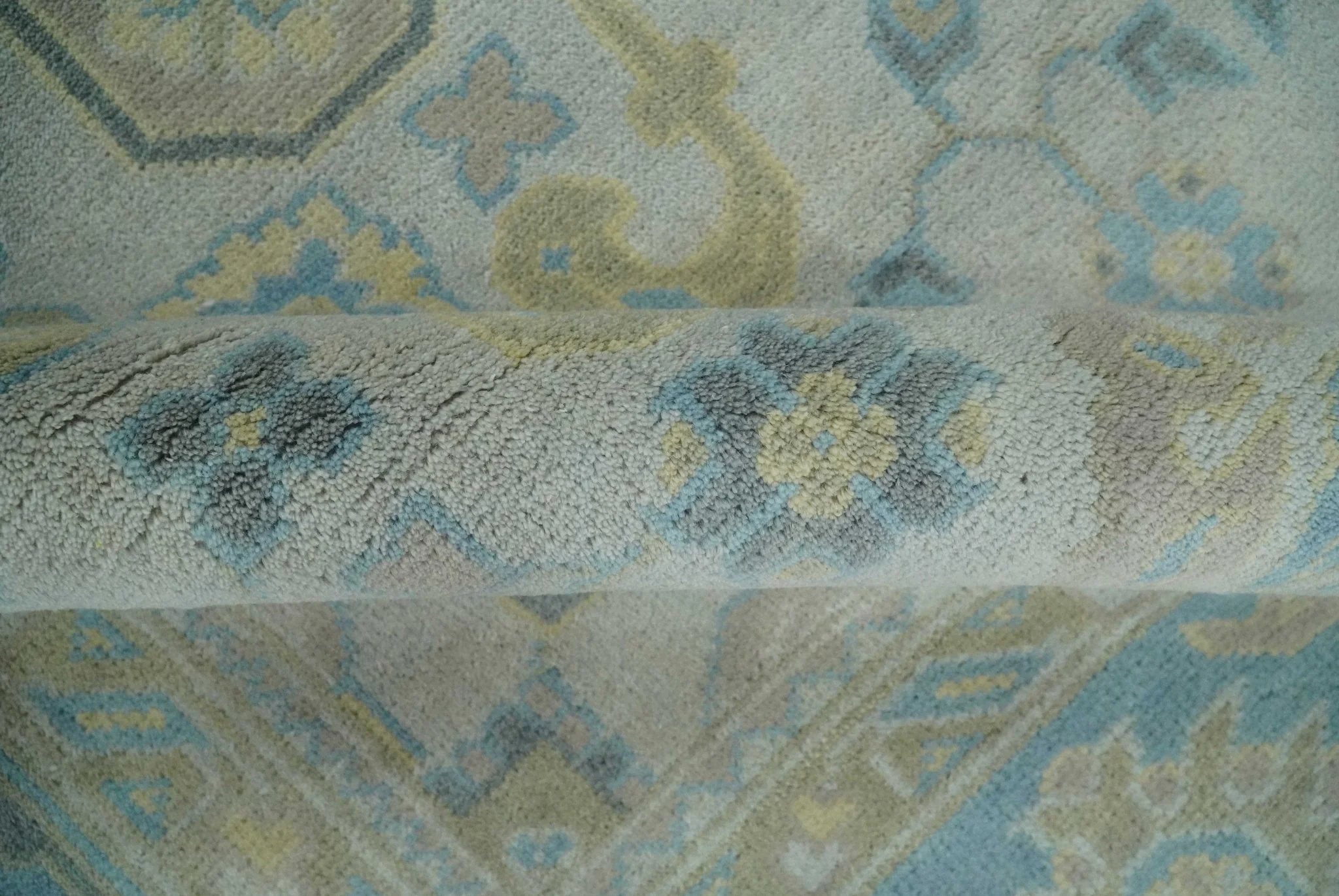 Hand Knotted 8x10 Ivory, Blue and Beige Floral Oushak Persian Wool Area Rug | TRDCP1174810 - Image 7