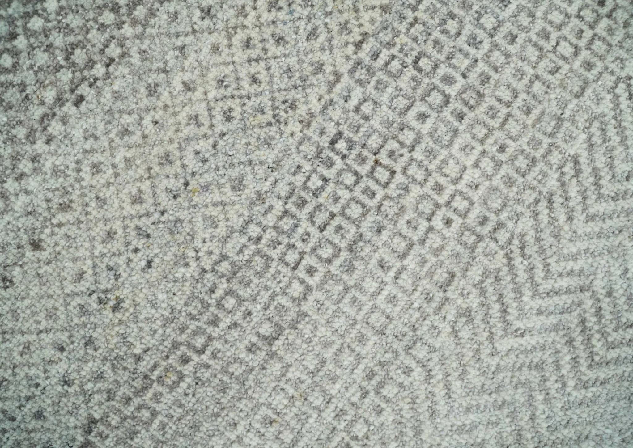 Hand Knotted 8x10 Modern Geometric Trellis Scandinavian Charcoal, Silver and Ivory Wool Area Rug - Image 2
