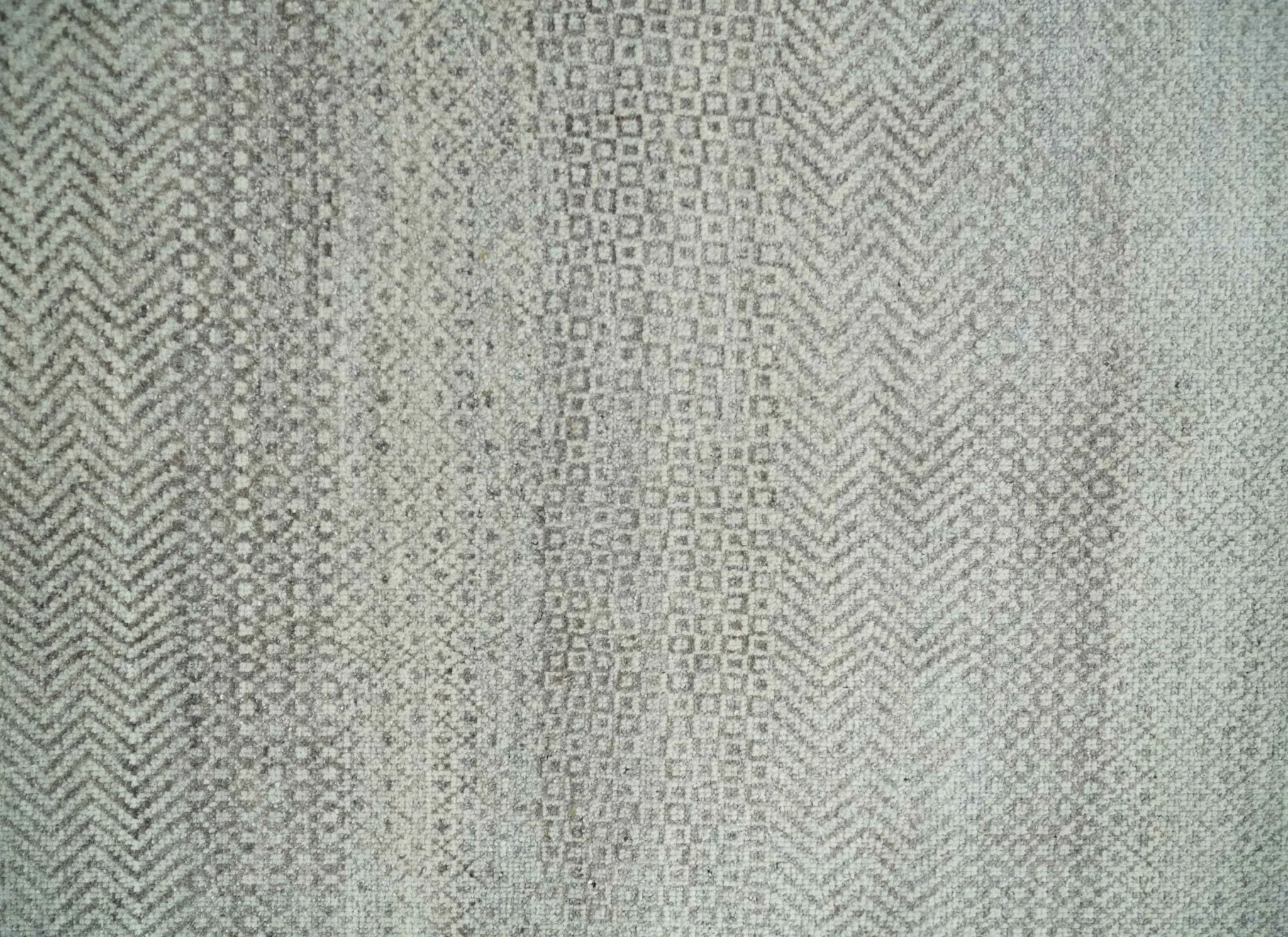 Hand Knotted 8x10 Modern Geometric Trellis Scandinavian Charcoal, Silver and Ivory Wool Area Rug - Image 9