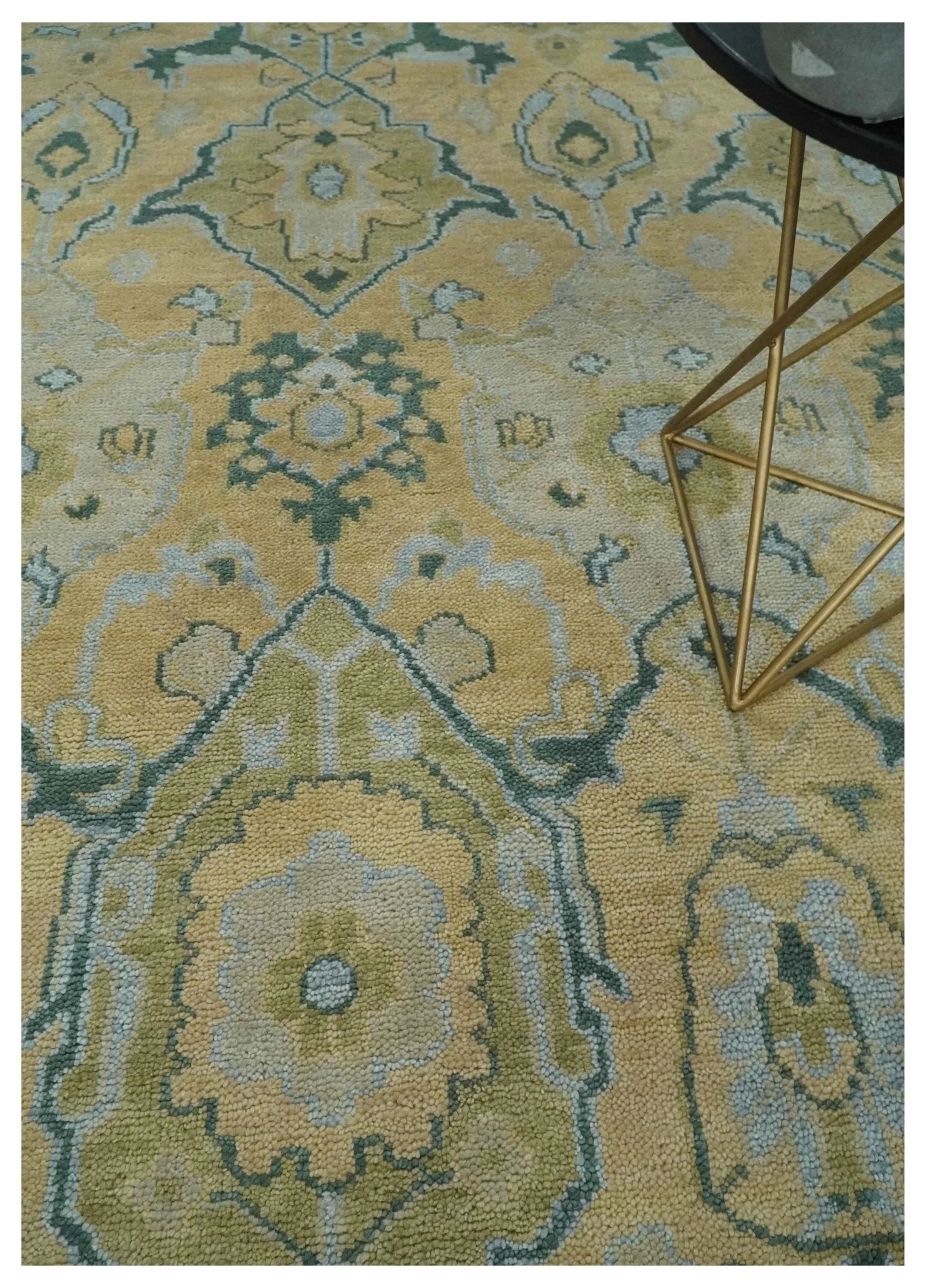 Hand Knotted 9x12 Oriental Oushak Beige and Blue Wool Area Rug | TRDCP1085912 - Image 2