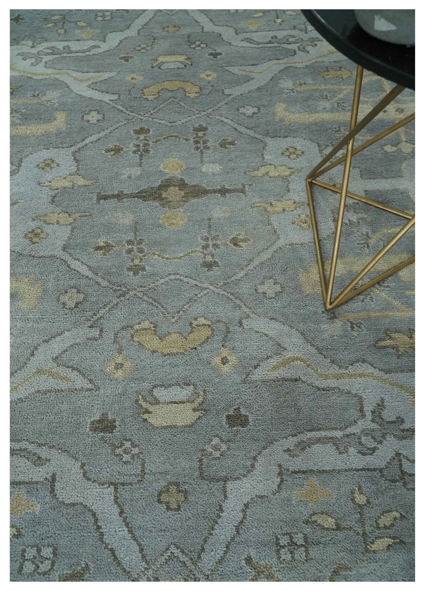 Hand Knotted 8x10 Oriental Oushak Charcoal Silver and Beige Wool Area Rug | TRDCP1182810 - Image 2
