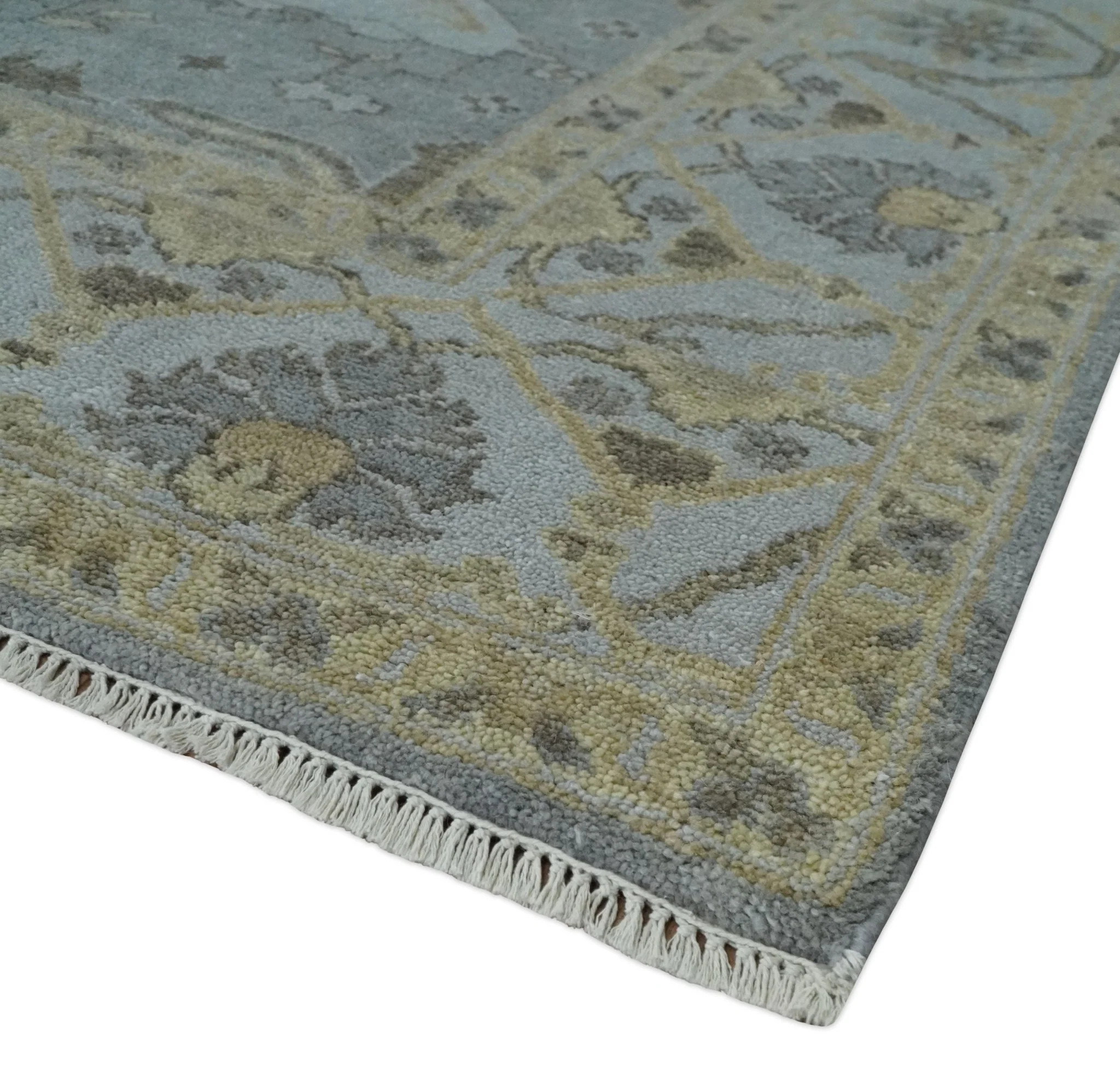 Hand Knotted 8x10 Oriental Oushak Charcoal Silver and Beige Wool Area Rug | TRDCP1182810 - Image 5