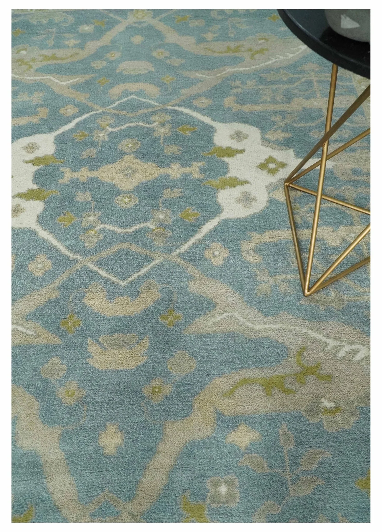 8x10 Hand Knotted Oriental Oushak Gray, Ivory and Beige Wool Area Rug | TRDCP1166810 - Image 2