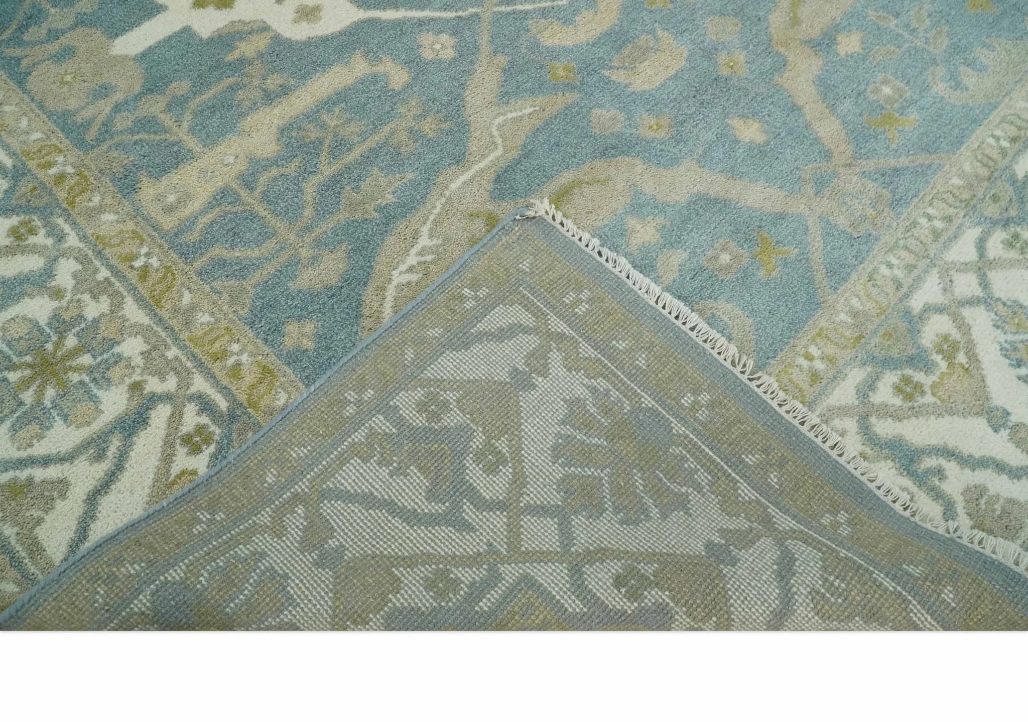 8x10 Hand Knotted Oriental Oushak Gray, Ivory and Beige Wool Area Rug | TRDCP1166810 - Image 6