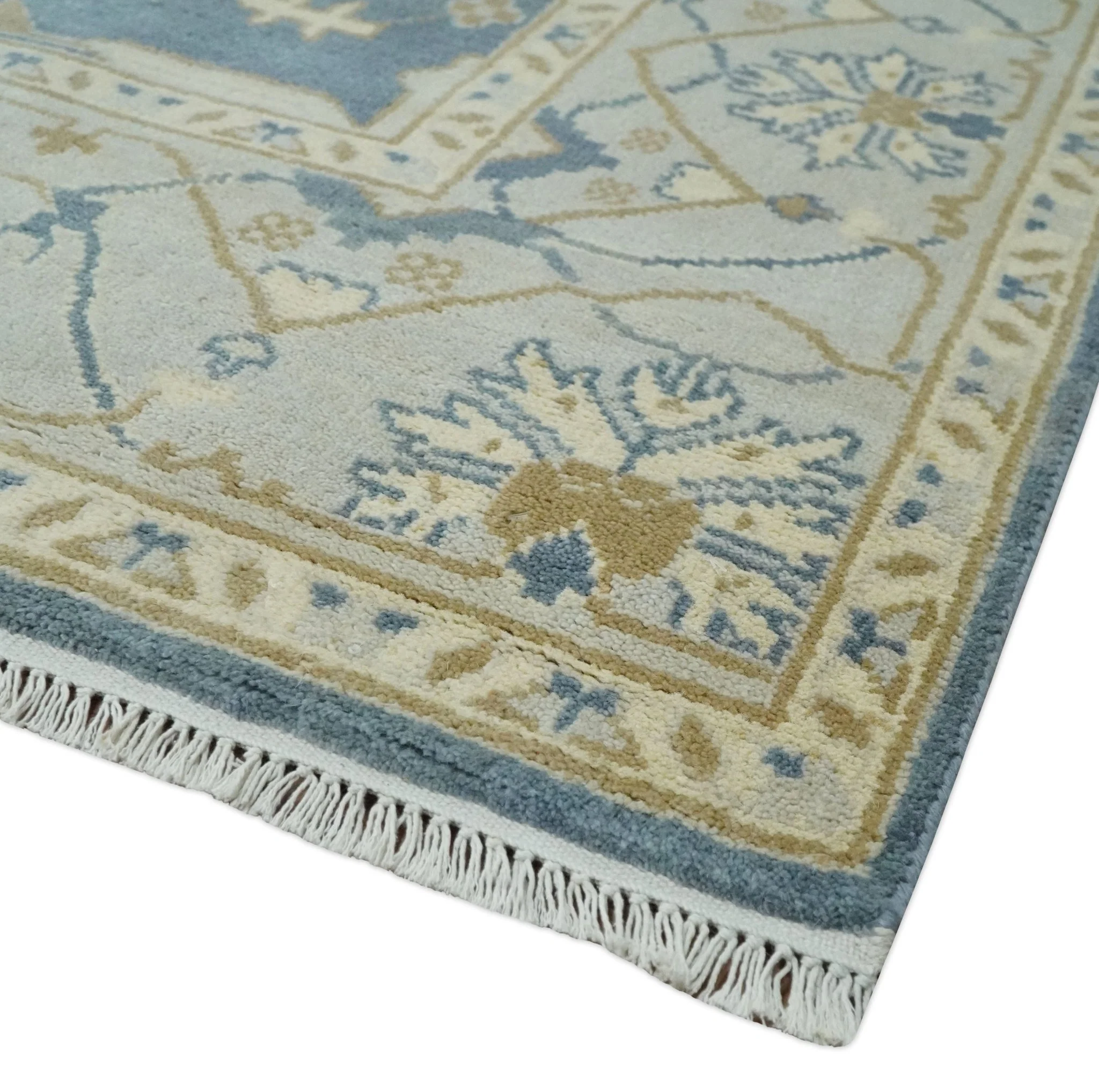 Hand Knotted 8x10 antique style Oriental Oushak Gray, Ivory and Beige Wool Area Rug - Image 5