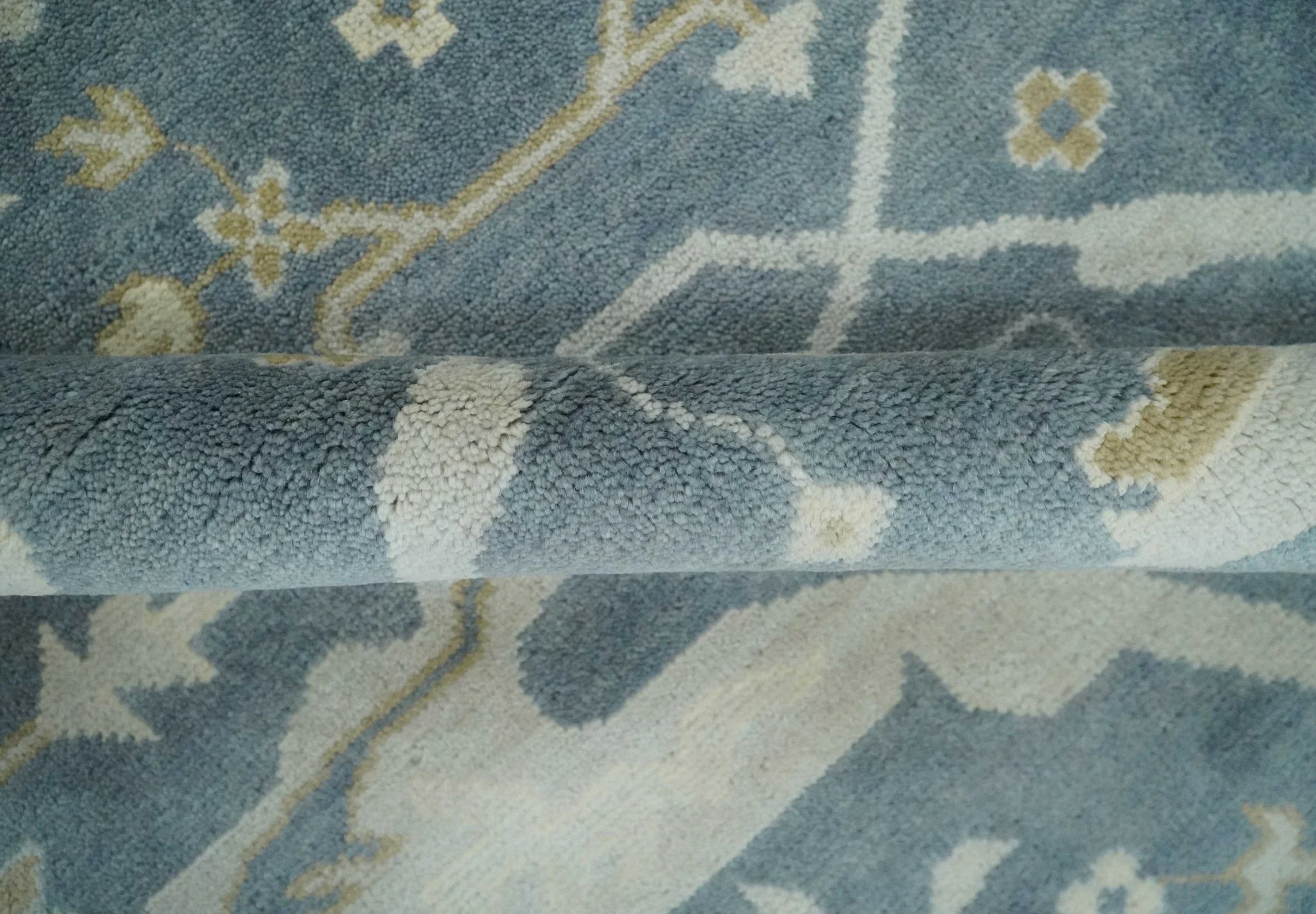 Hand Knotted 8x10 antique style Oriental Oushak Gray, Ivory and Beige Wool Area Rug - Image 6