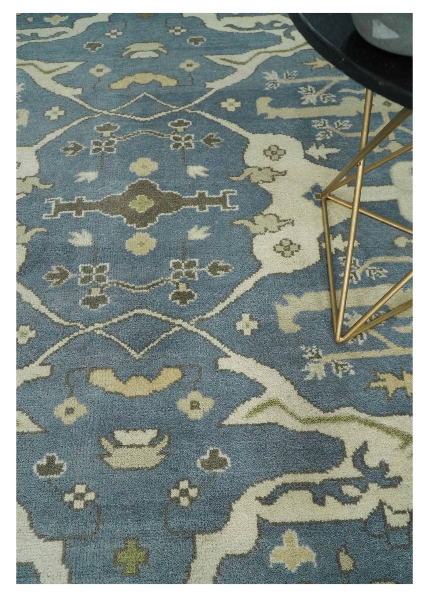 Hand Knotted 8x10 Antique Style Oriental Oushak Gray, Ivory and Beige Wool Area Rug - Image 2