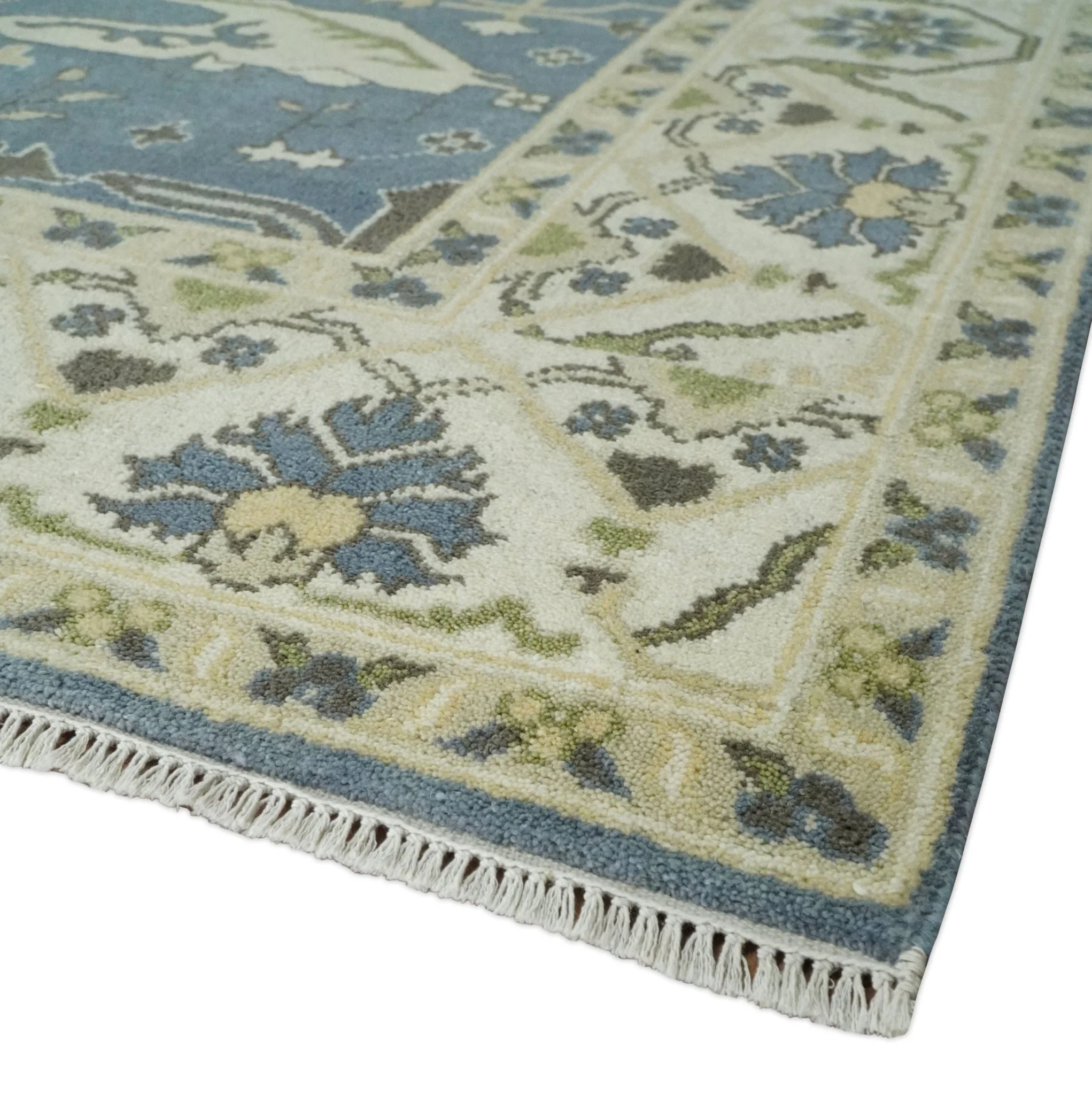 Hand Knotted 8x10 Antique Style Oriental Oushak Gray, Ivory and Beige Wool Area Rug - Image 5