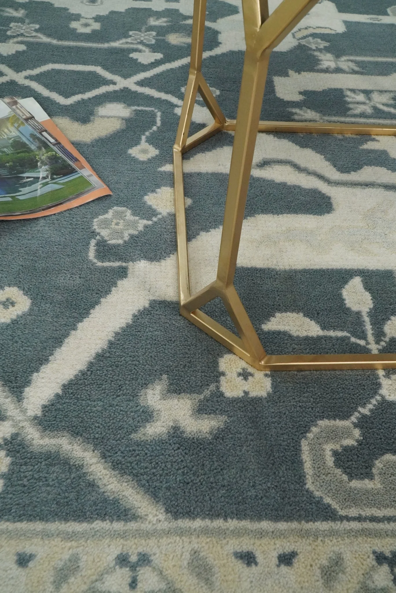Hand Knotted 8x10 Oriental Oushak Gray and Beige Wool Area Rug, Living Room Rug | TRDCP80810 - Image 5