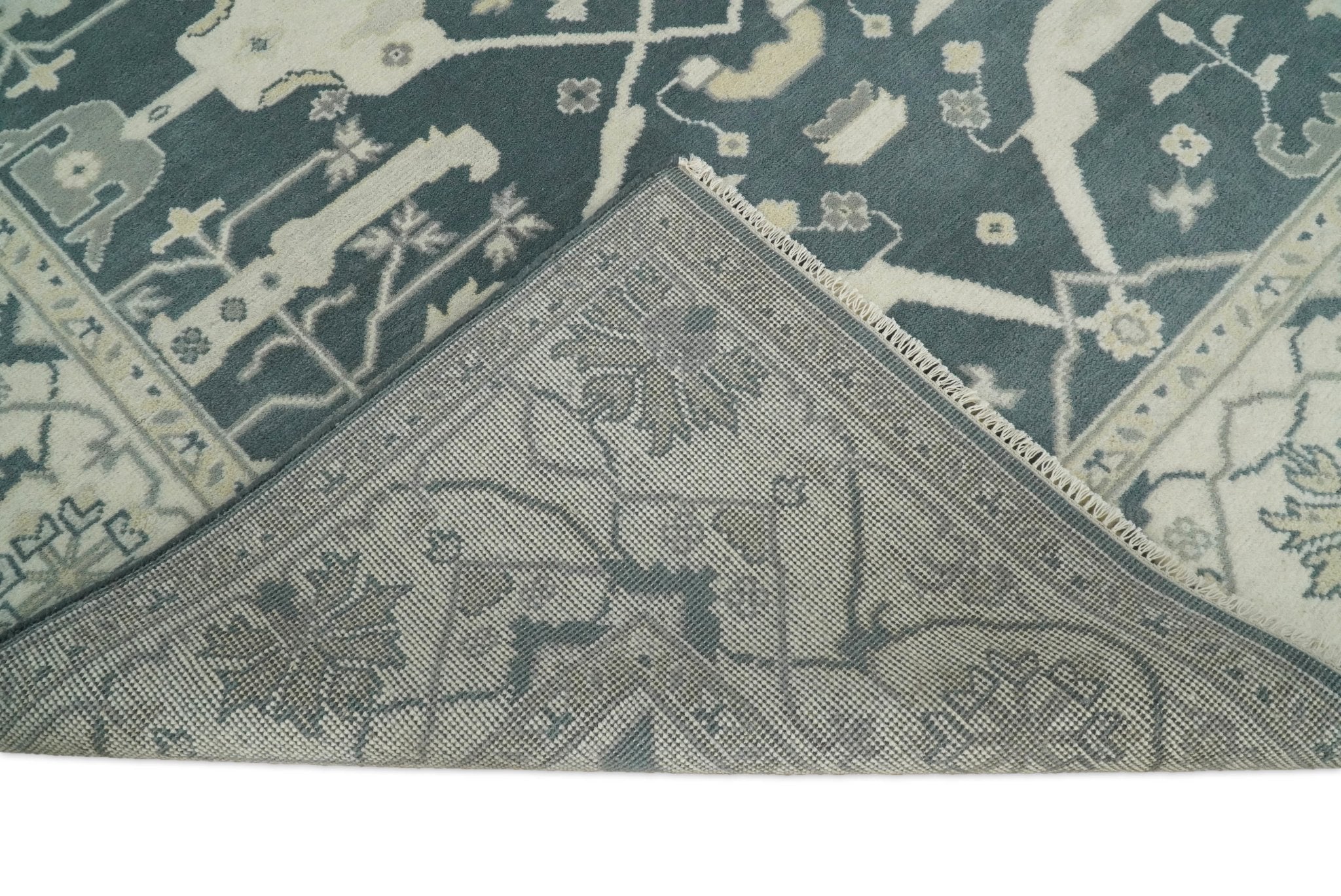 Hand Knotted 8x10 Oriental Oushak Gray and Beige Wool Area Rug, Living Room Rug | TRDCP80810 - Image 9