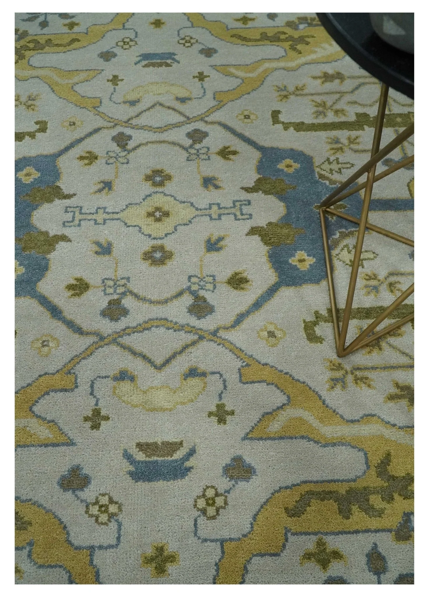 Hand Knotted 8x10 Oriental Oushak Ivory, Beige and Gray Wool Area Rug - Image 2