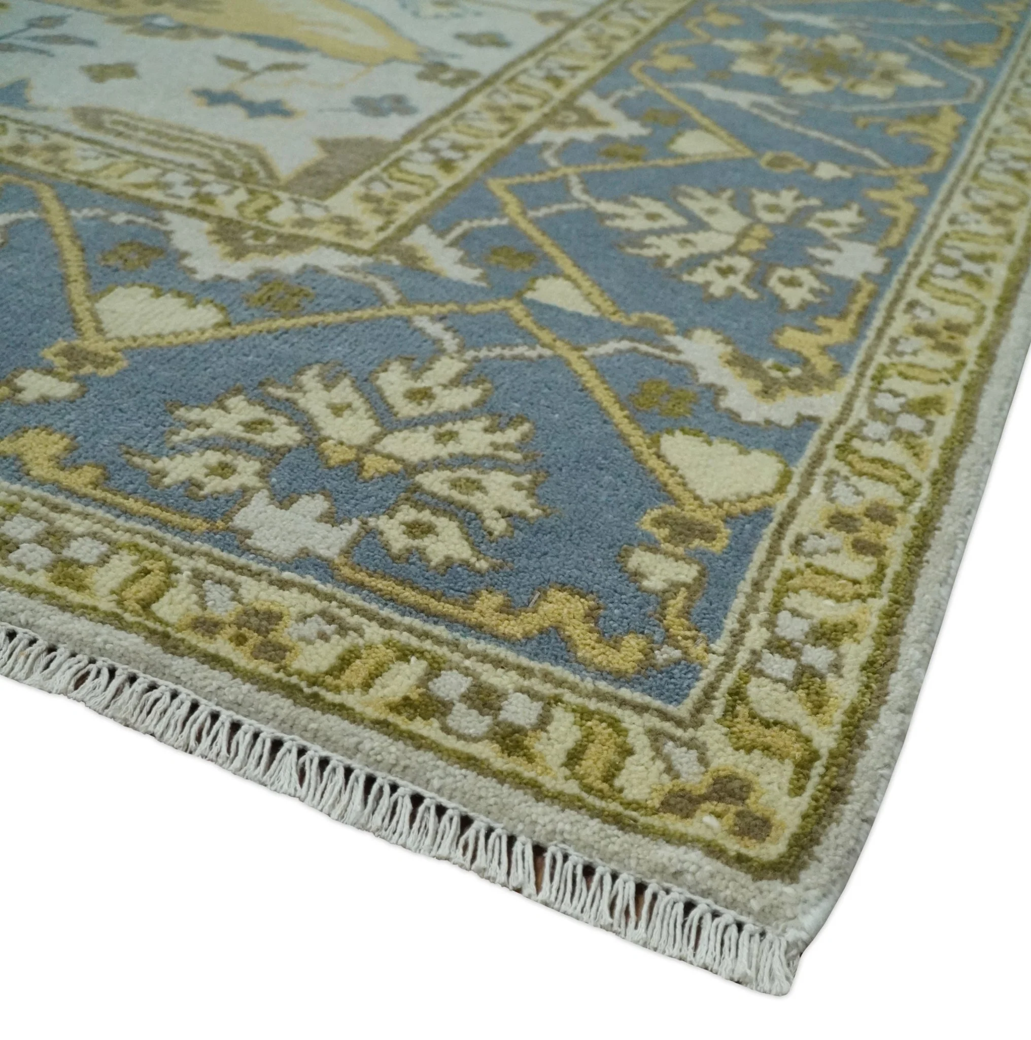 Hand Knotted 8x10 Oriental Oushak Ivory, Beige and Gray Wool Area Rug - Image 5