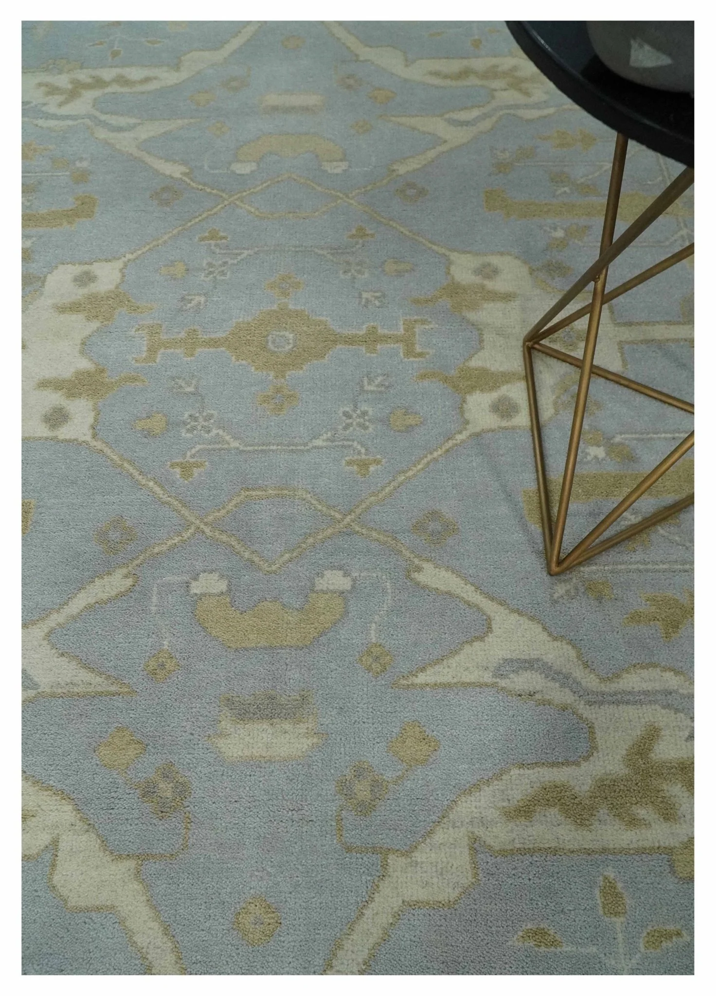 Hand Knotted 8x10 Oriental Oushak Silver, Ivory and Beige Wool Area Rug | TRDCP1160810 - Image 2