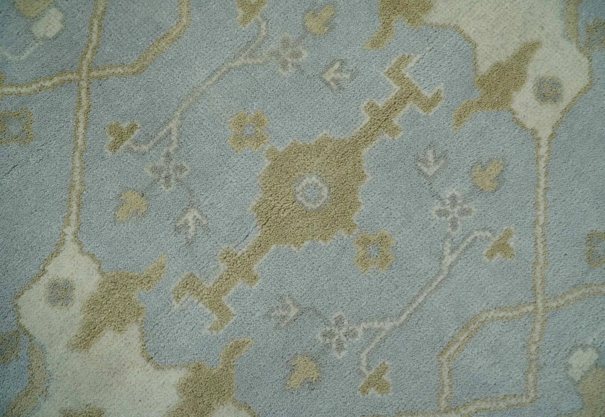 Hand Knotted 8x10 Oriental Oushak Silver, Ivory and Beige Wool Area Rug | TRDCP1160810 - Image 5