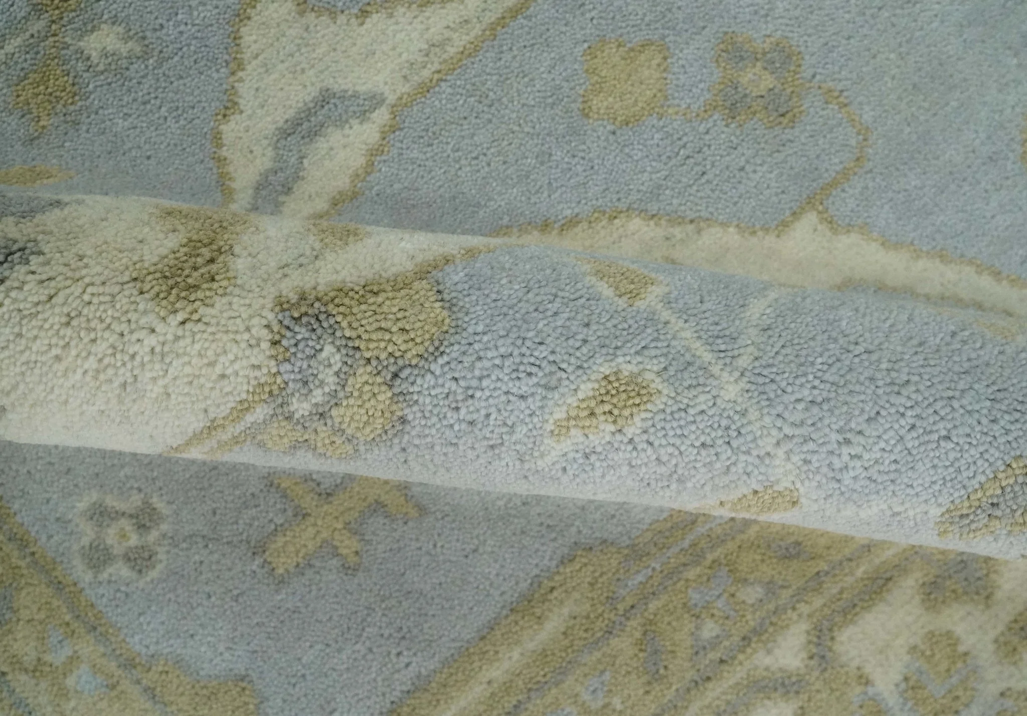 Hand Knotted 8x10 Oriental Oushak Silver, Ivory and Beige Wool Area Rug | TRDCP1160810 - Image 7