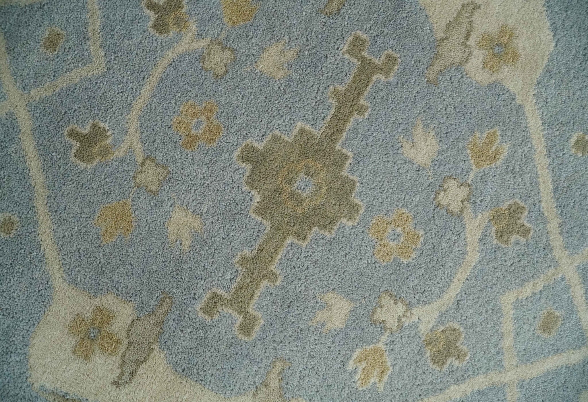 8x10 Hand Knotted Oriental Oushak Silver, Ivory and Beige Wool Area Rug | TRDCP1164810 - Image 4