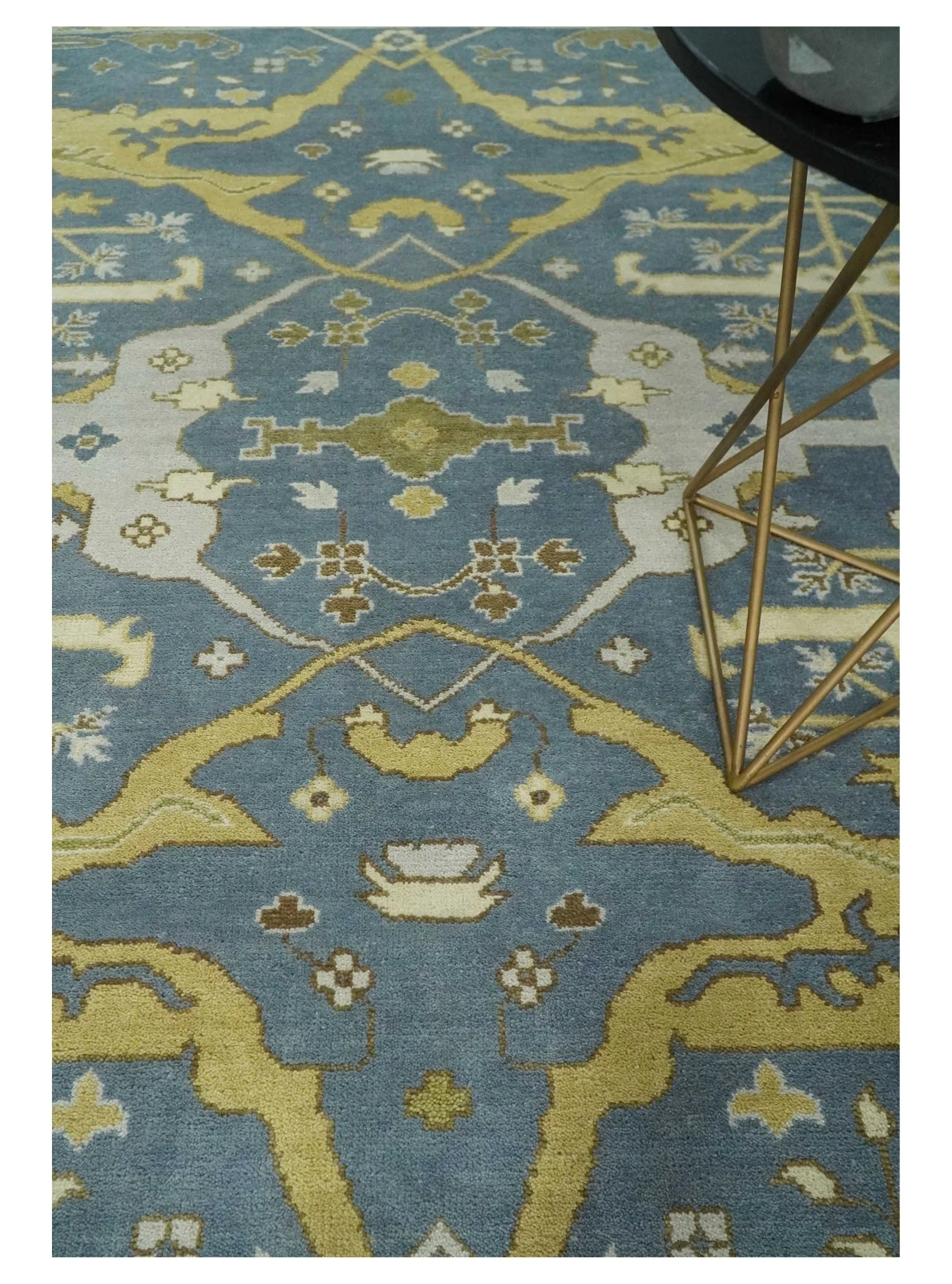Traditional Hand Knotted 8x10 Oriental Oushak Silver, Ivory and Beige Wool Area Rug | TRDCP1168810 - Image 2
