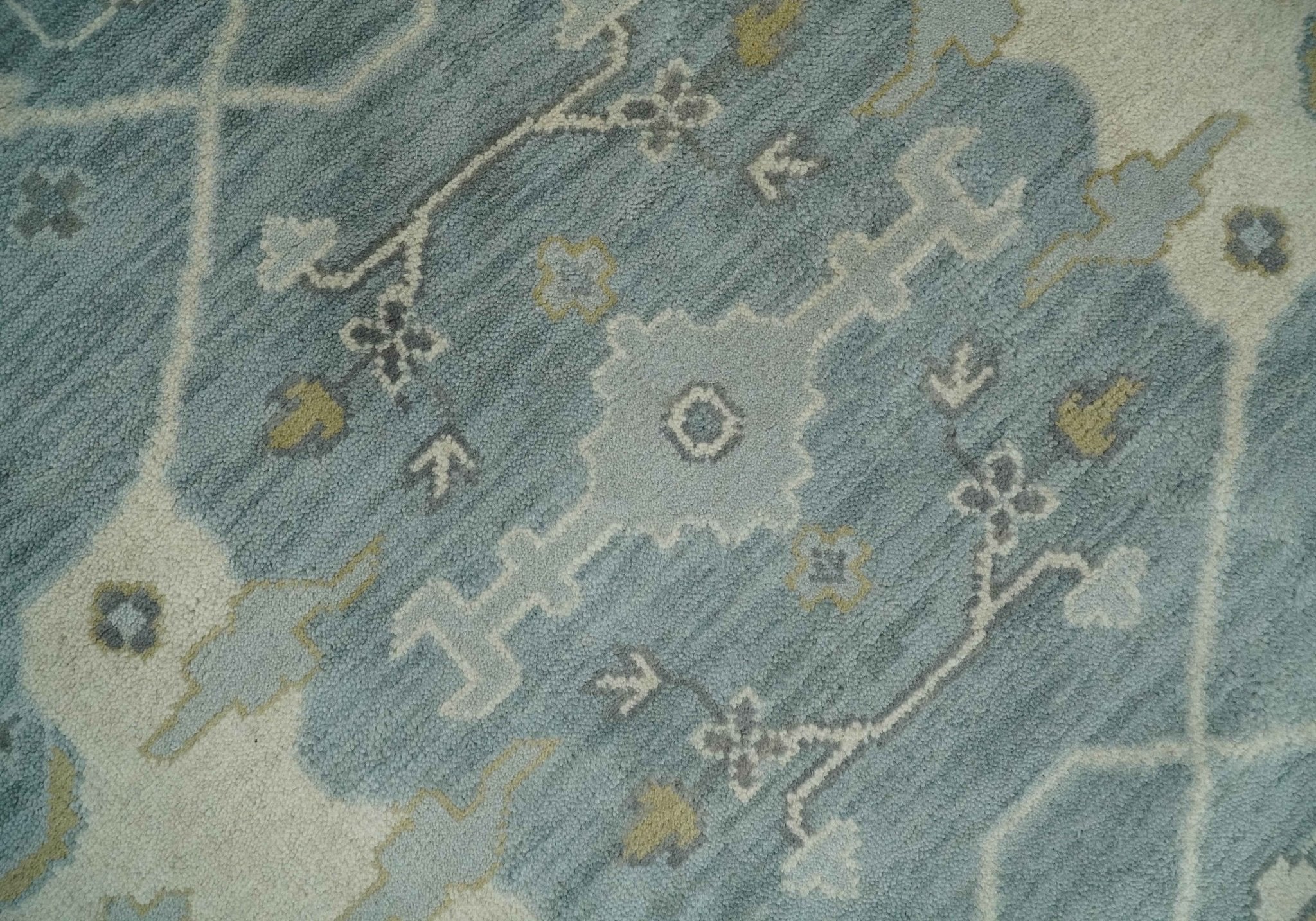 Hand Knotted 8x10 Oriental Oushak Silver, Ivory and Beige Wool Area Rug | TRDCP1195810 - Image 5