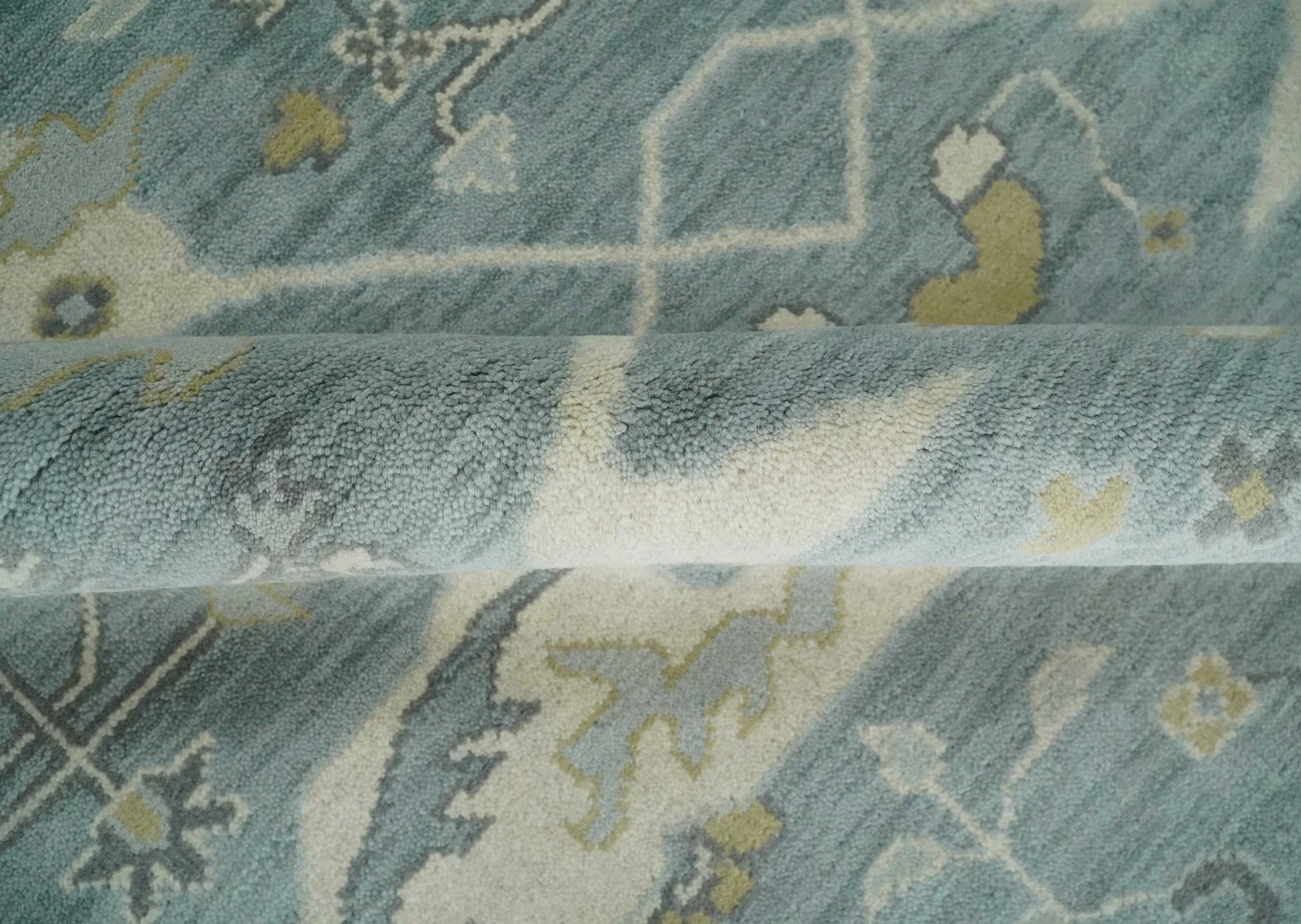 Hand Knotted 8x10 Oriental Oushak Silver, Ivory and Beige Wool Area Rug | TRDCP1195810 - Image 6