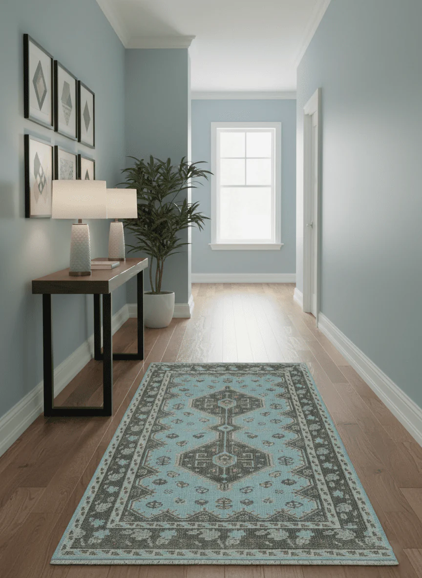Hand knotted 4x6 Persian Blue and Brown Antique Vintage Wool Area Rug  | TRD242846 - Image 2